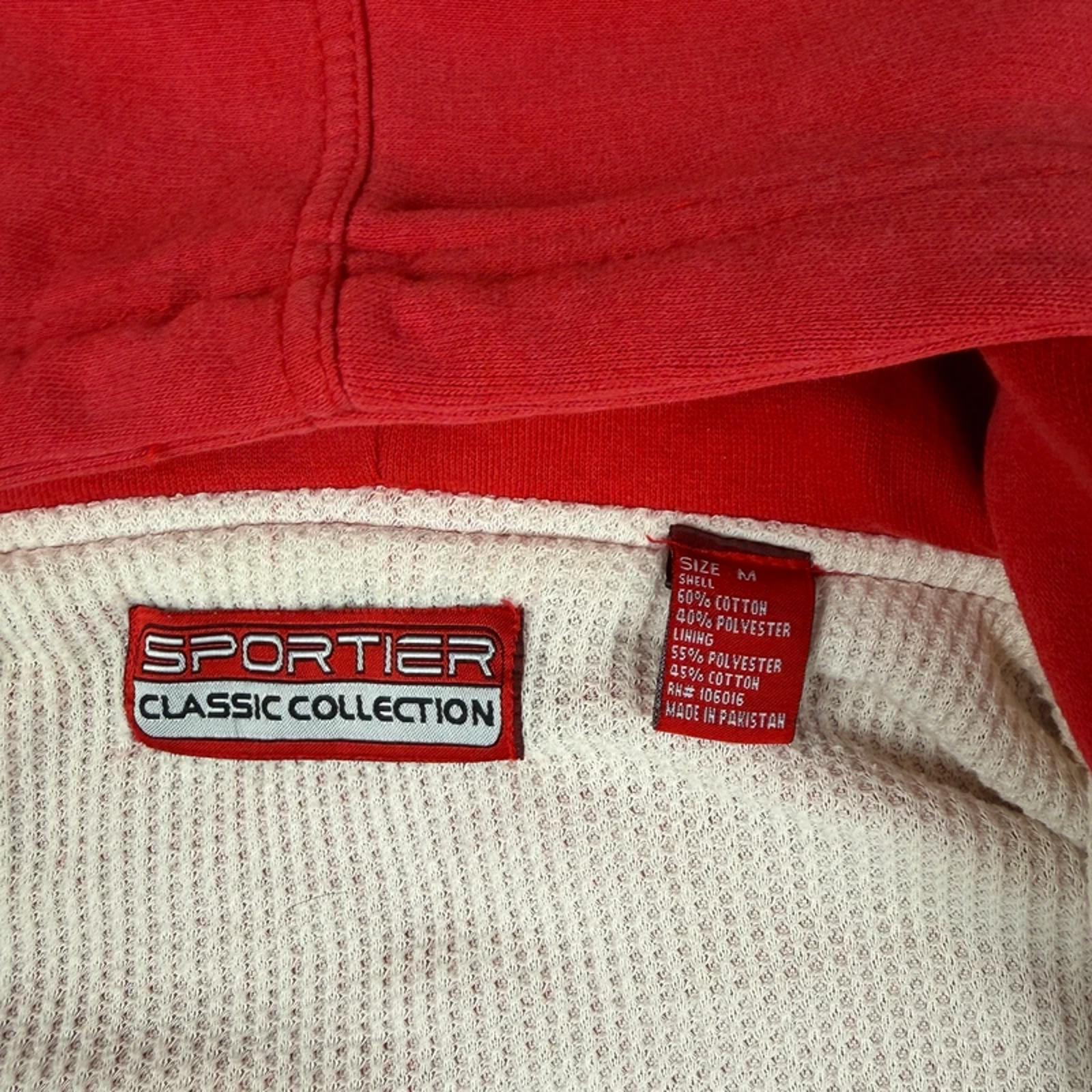 90s Vintage Red Waffle Thermal Sunfaded Lined Zip-Up - Heavyweight - Size M