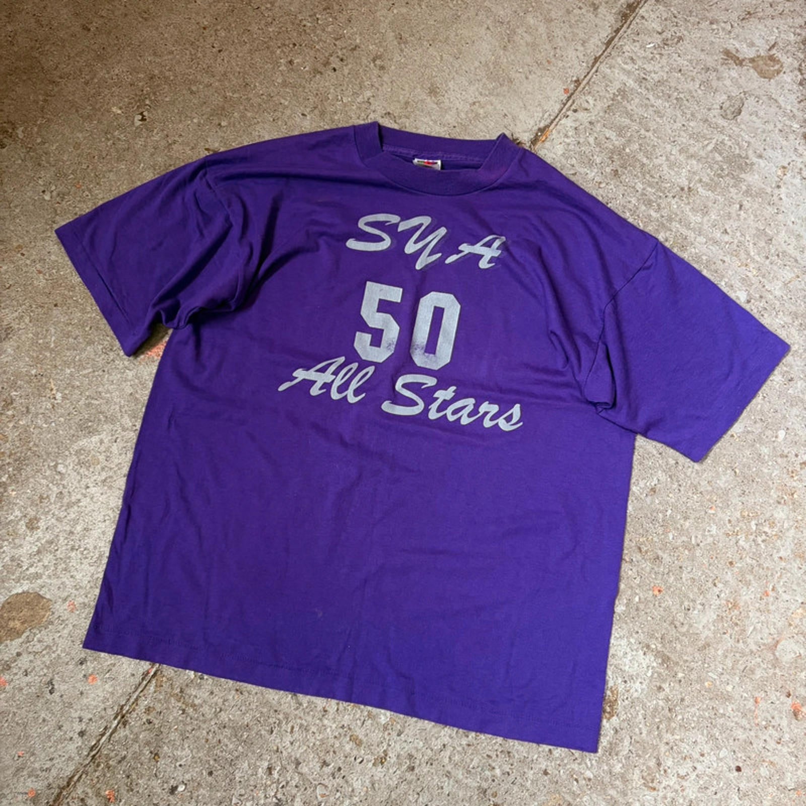 Vintage 90s/Y2K Fruit of the Loom All Stars T-Shirt - Purple XL