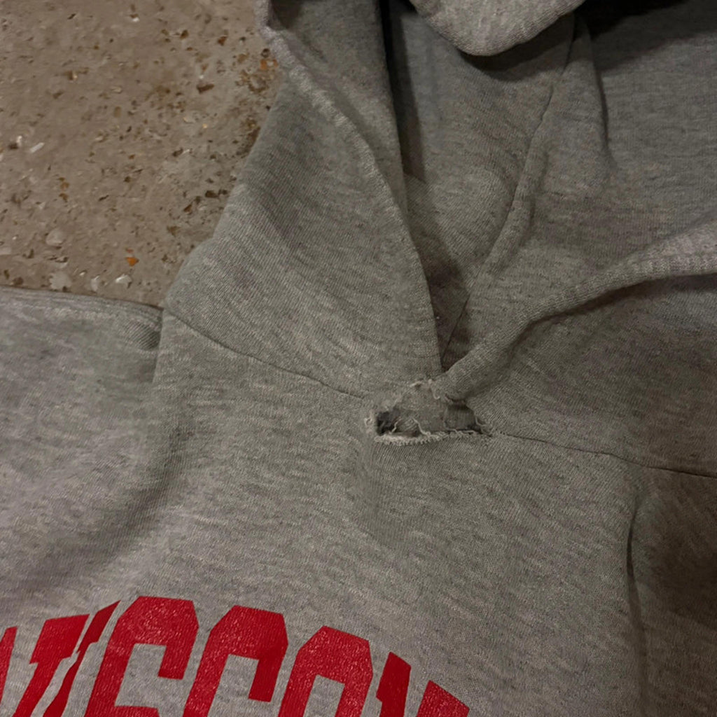 Vintage University of Wisconsin Hoodie - Gray Sweatshirt
