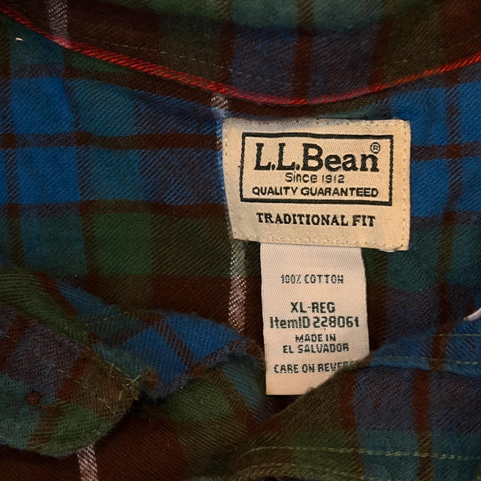 L.L.Bean Flannel Shirt - Blue and Green Plaid