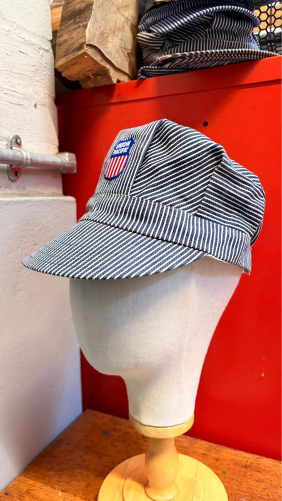 Vintage Union Pacific Railroad Engineer Cap (Hickory Stripe)