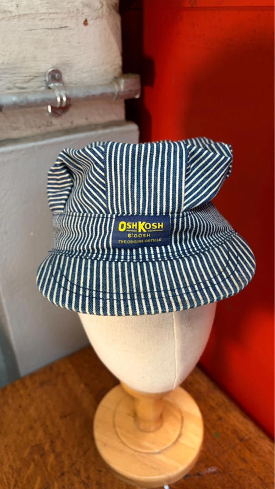 Vintage OshKosh B'gosh Engineer Cap - Hickory Stripe - Size Small