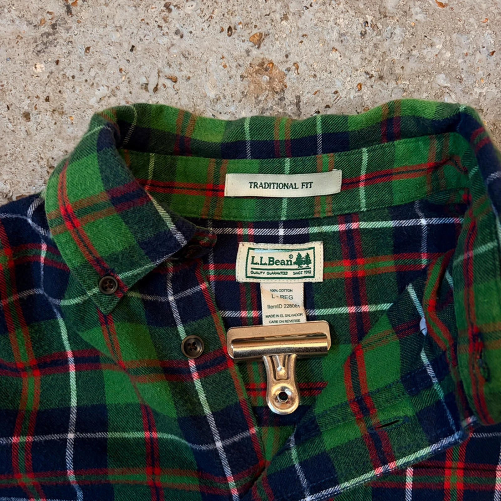 L.L.Bean Flannel Shirt - Green/Navy Tartan Plaid