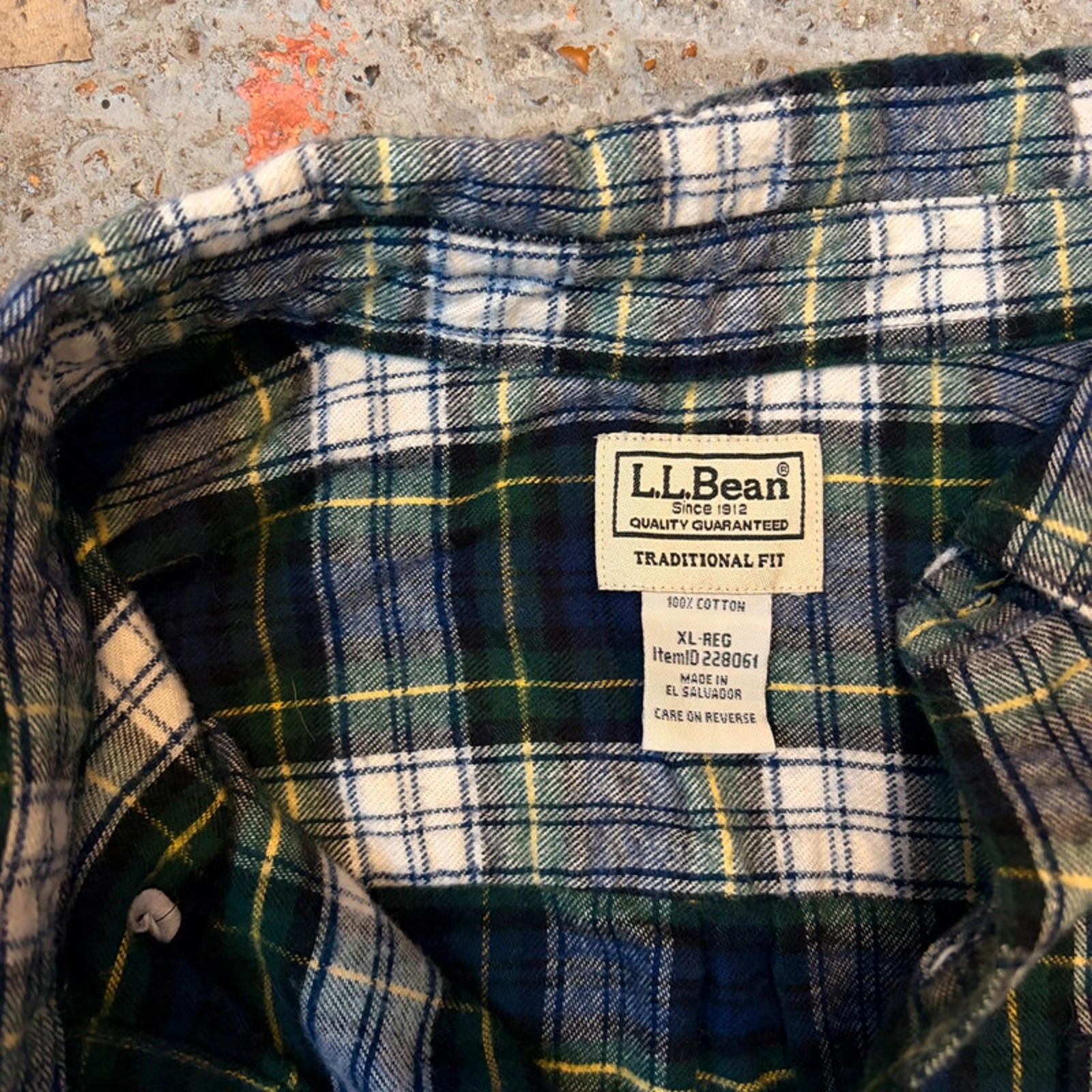 L.L.Bean Flannel Shirt - Green/Navy Tartan Plaid