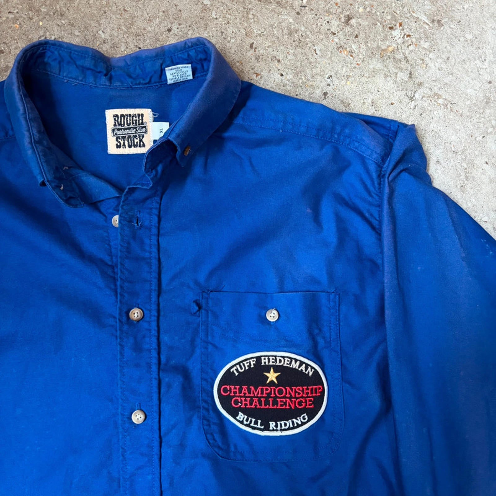 Rare Vintage Rough Stock Bull Riding Championship Button-Down Shirt - Patchwork