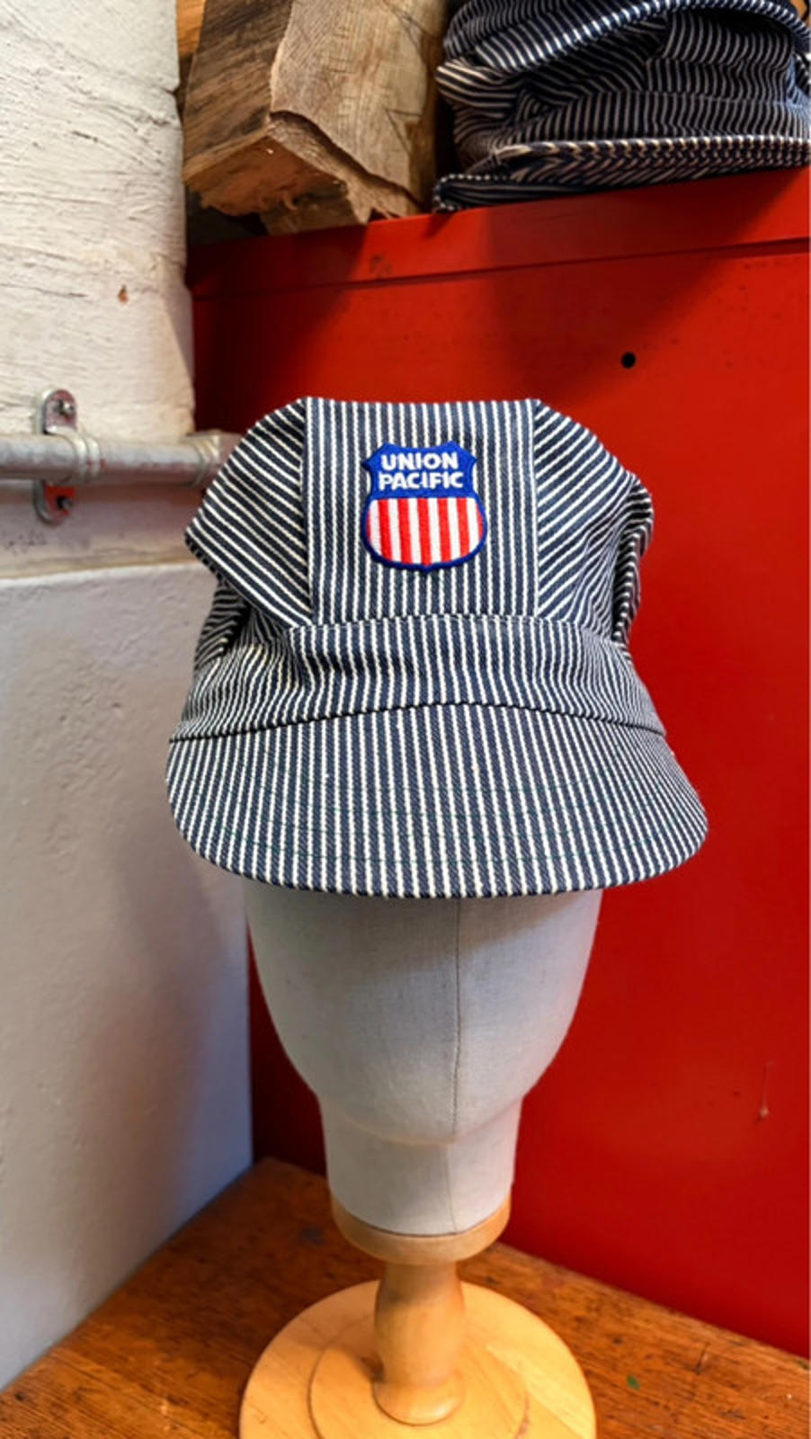 Vintage Union Pacific Railroad Engineer Cap (Hickory Stripe)