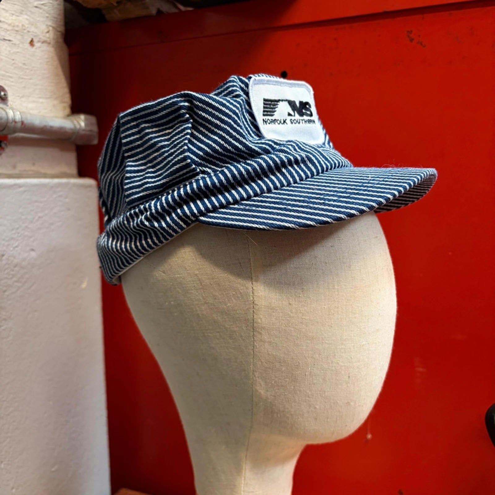Vintage Norfolk Southern Railroad Engineer Cap - Hickory Stripe