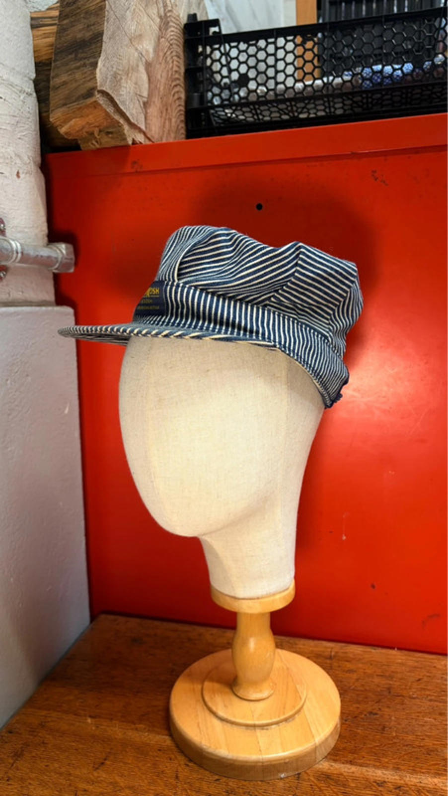 Vintage OshKosh B'gosh Engineer Cap - Hickory Stripe - Size Small