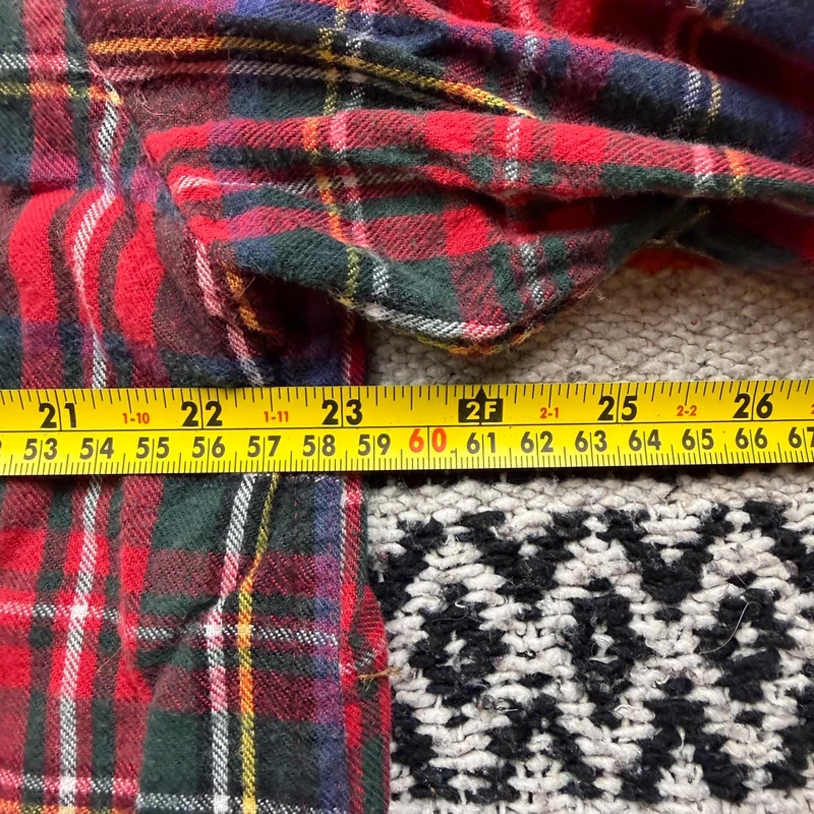 L.L. Bean Classic Red Scotch Plaid Flannel Shirt - Size L