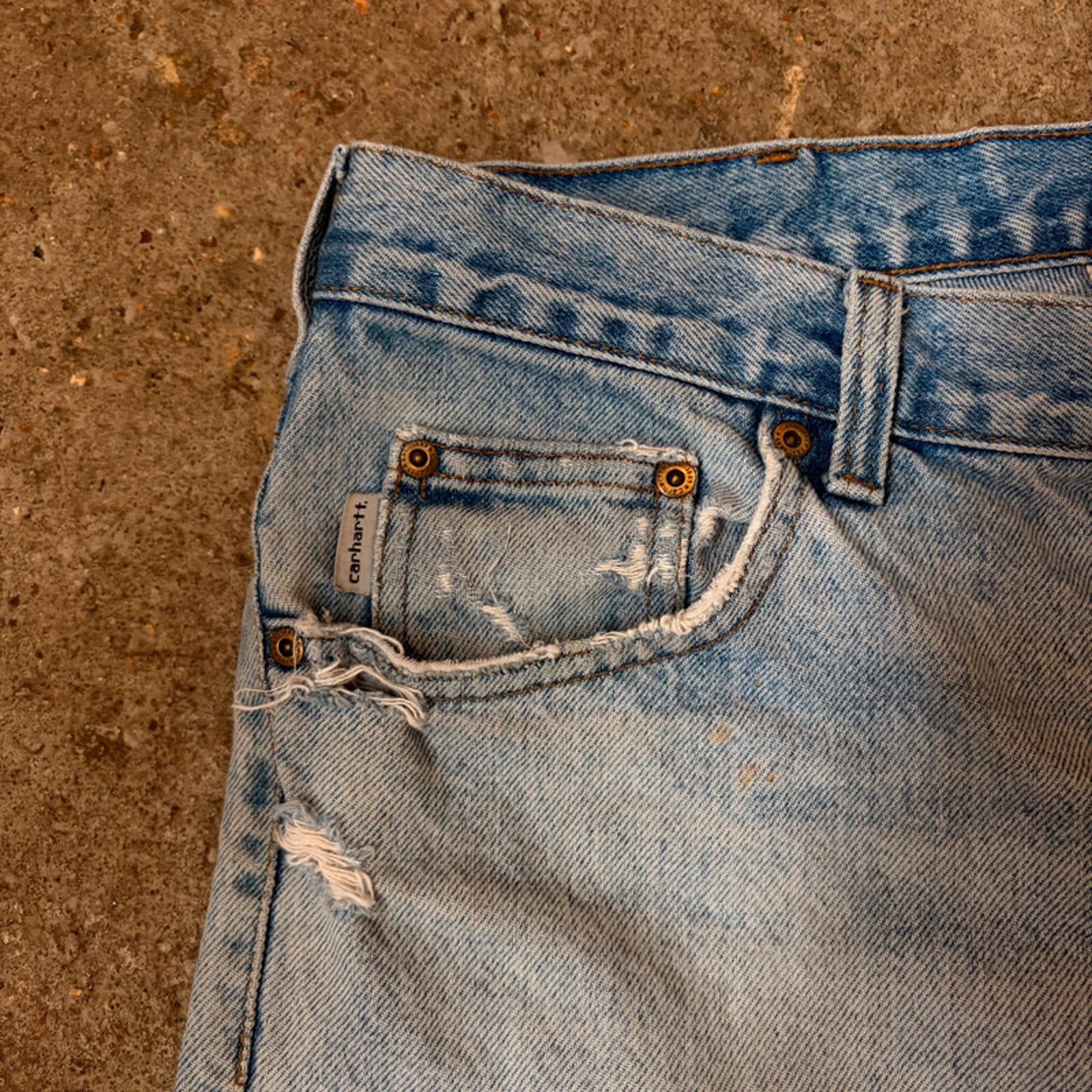 Vintage Carhartt Light Wash Jeans - Distressed & Ripped