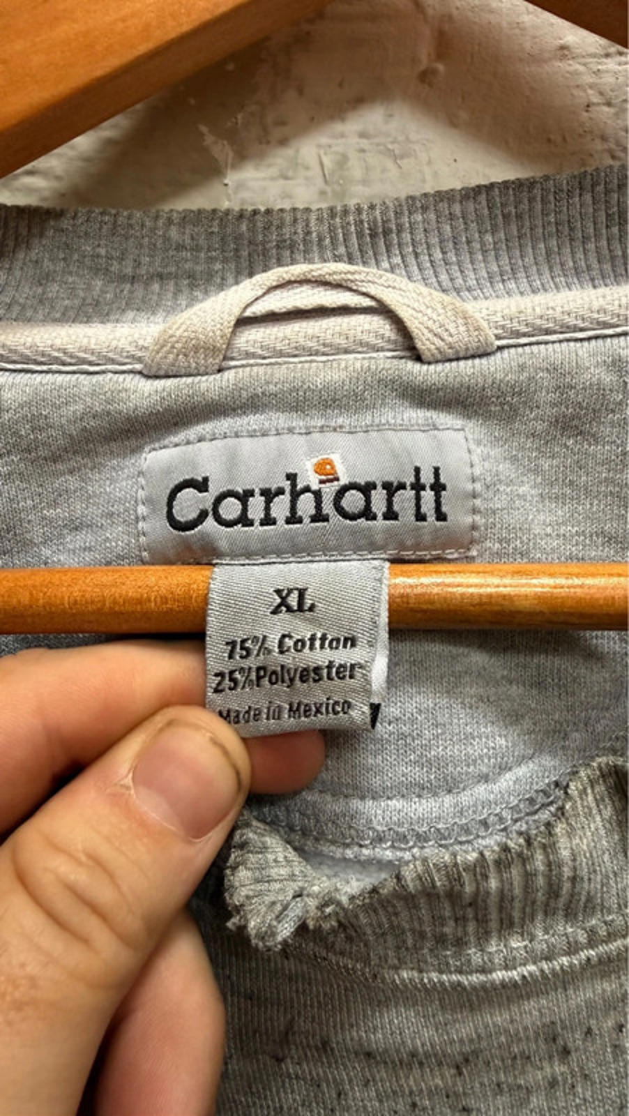 distressed and cropped boxy carhartt blank sweater