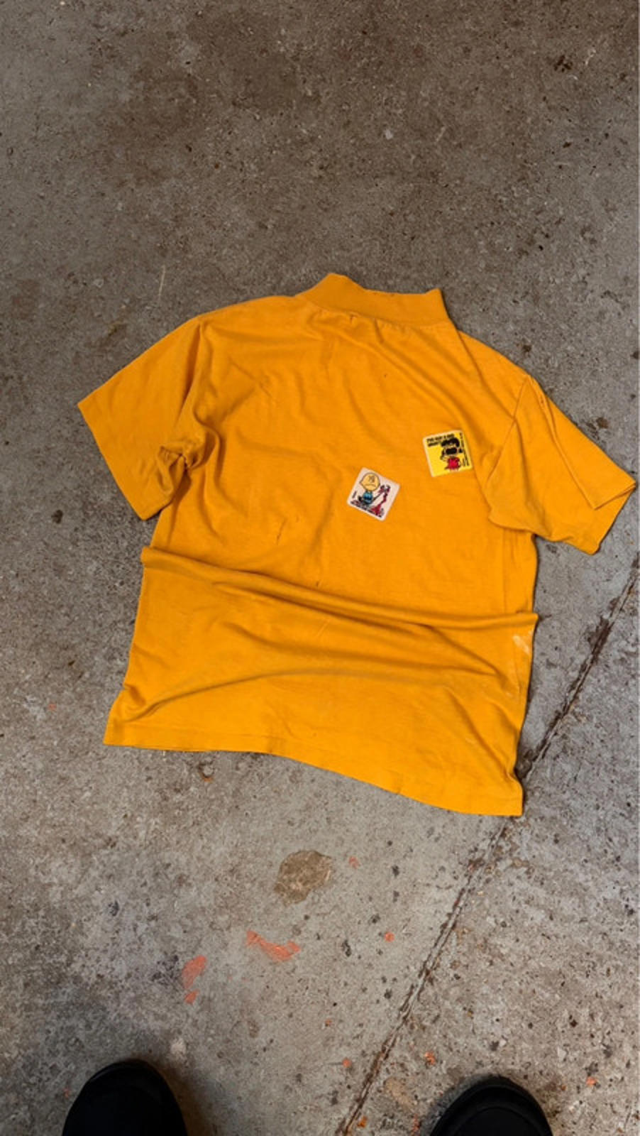Rare Vintage 70s Sears Student Mock-Neck Pocket Tee - Peanuts Patches