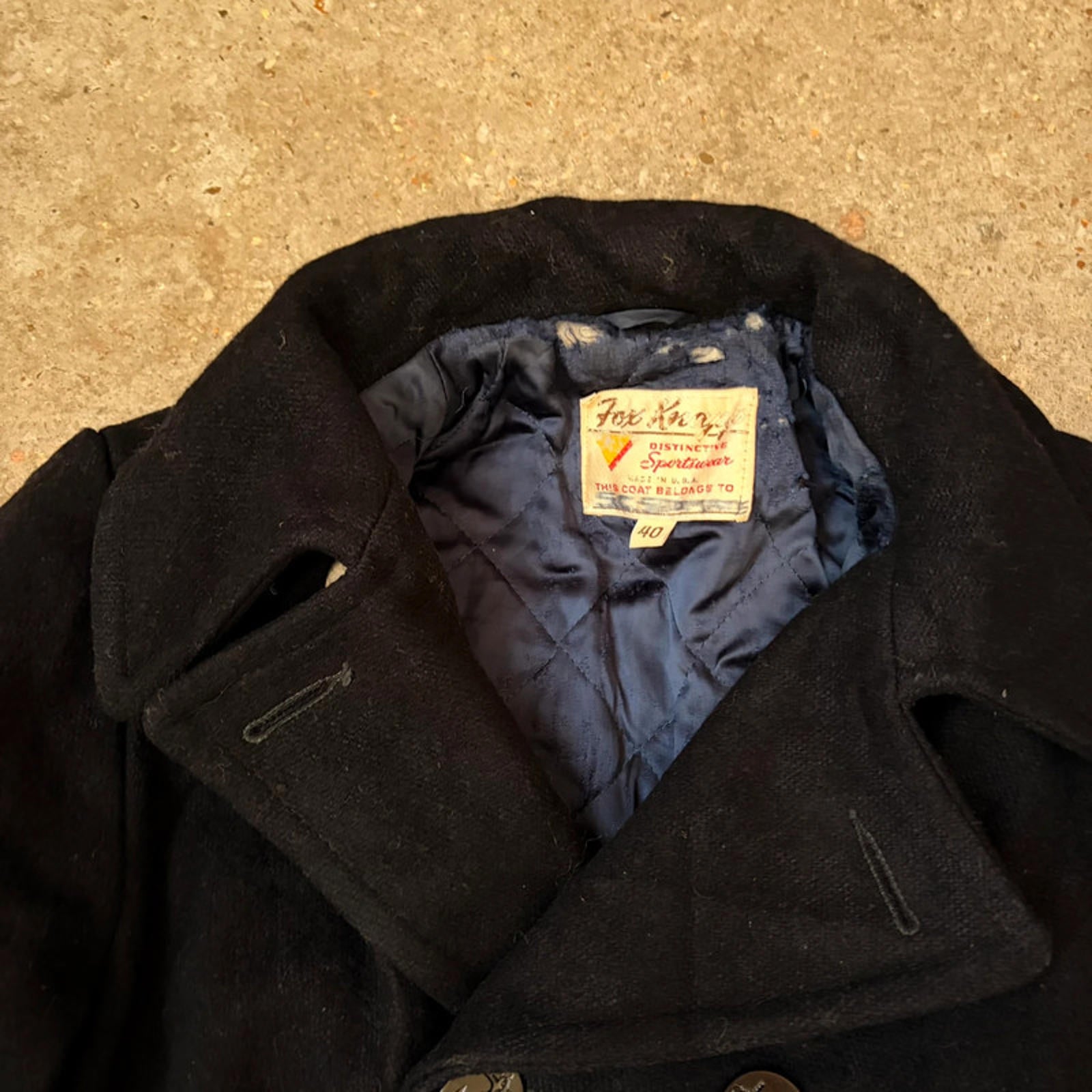 Vintage Fox Knapp Peacoat - US Navy Style Wool Coat - Size 40