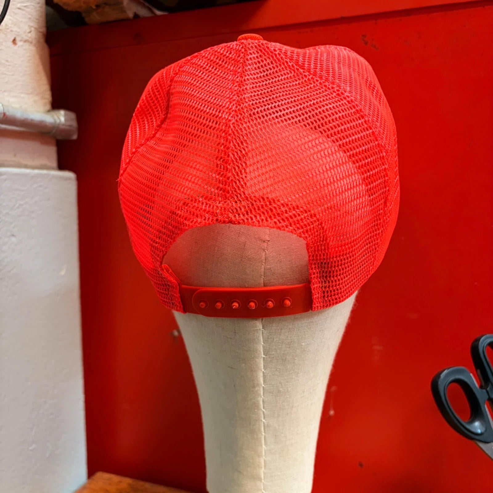 Labeur Vintage Upcycled Cap - Safety Orange Mesh Trucker