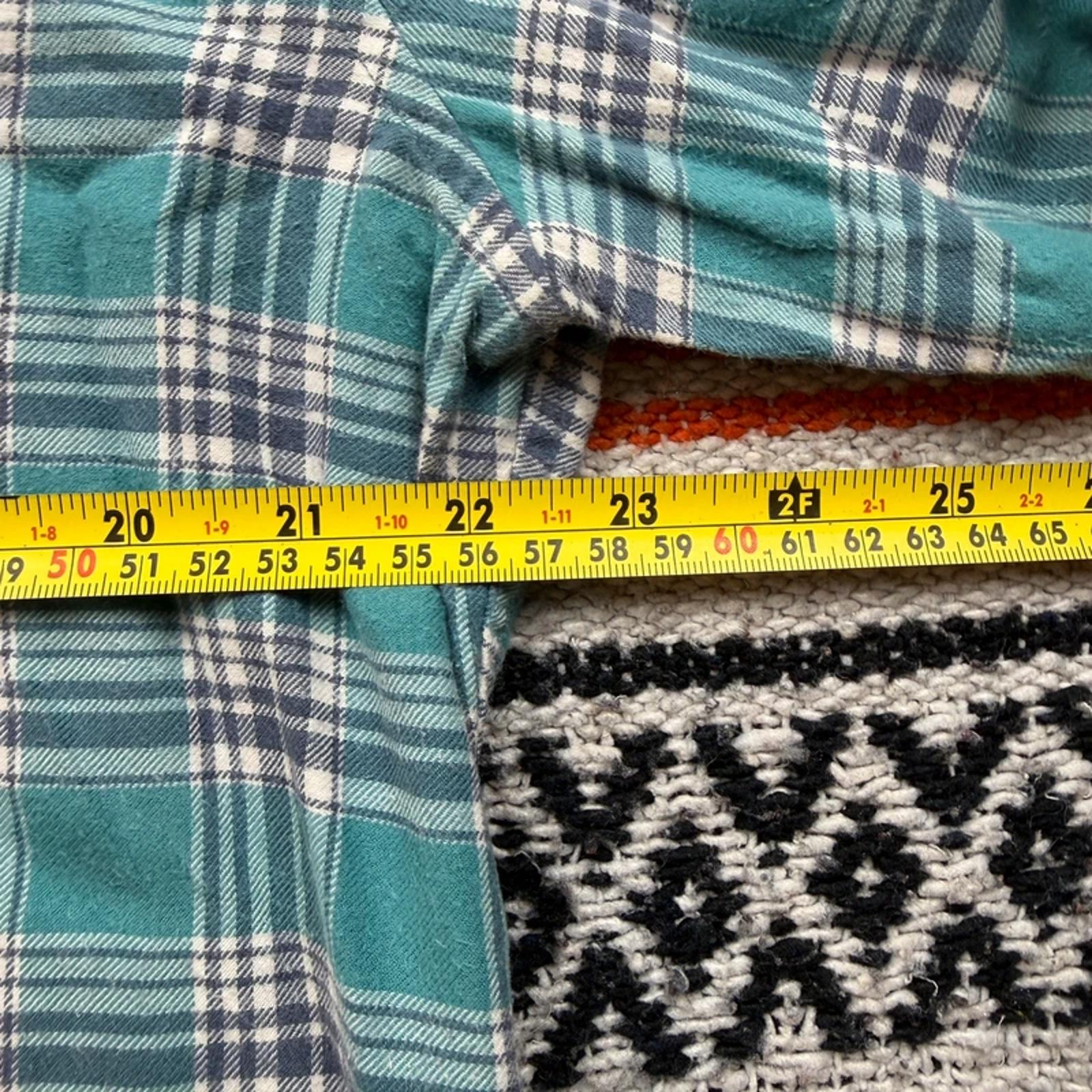 L.L. Bean Flannel Shirt - Teal & Navy Plaid - Size L