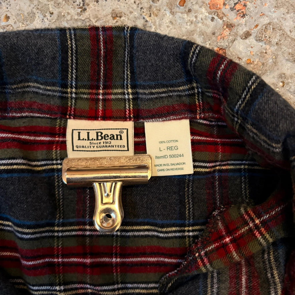 L.L.Bean Flannel Shirt - Gray/Red Tartan Plaid