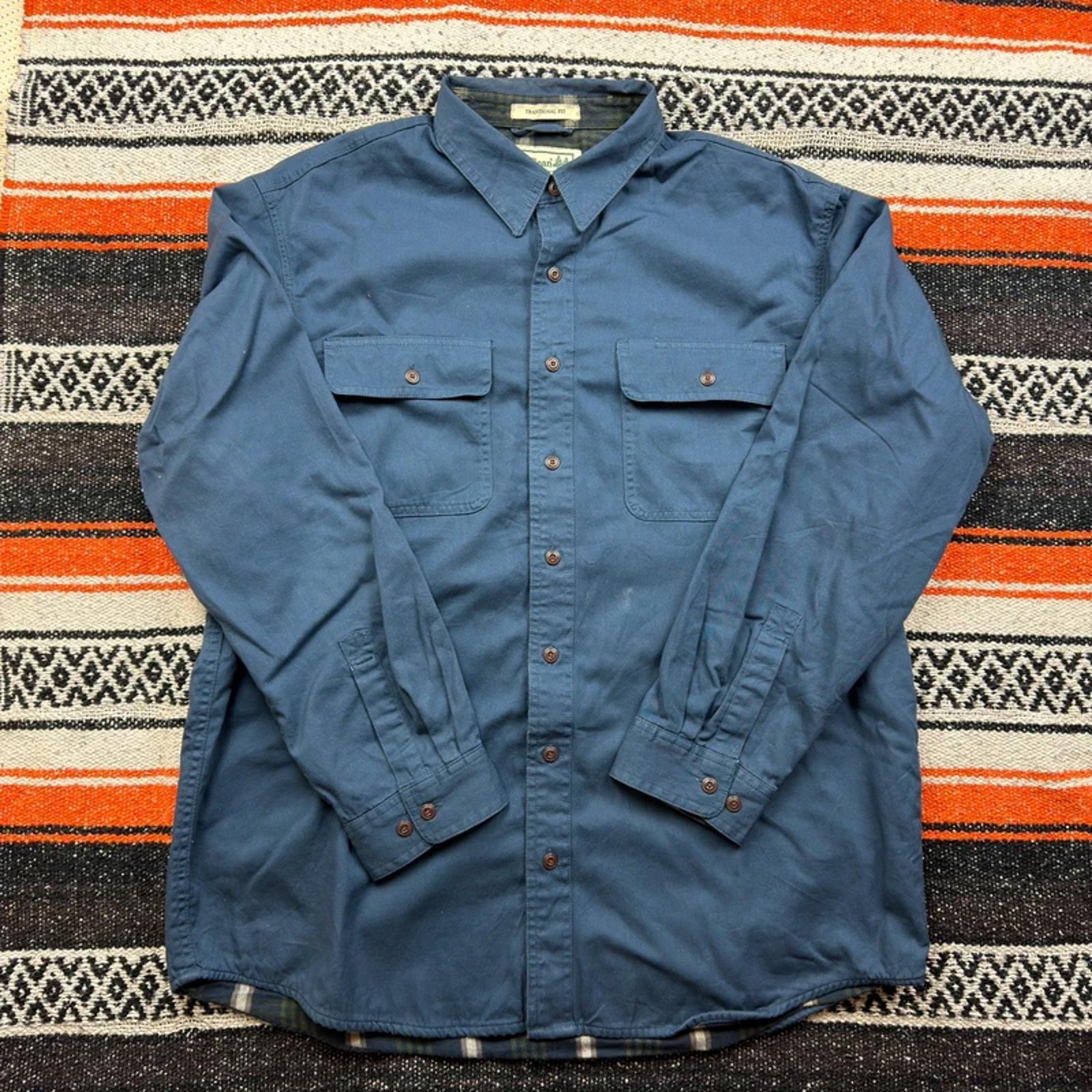 L.L. Bean Flannel Lined Work Shirt - Navy Blue - Size L