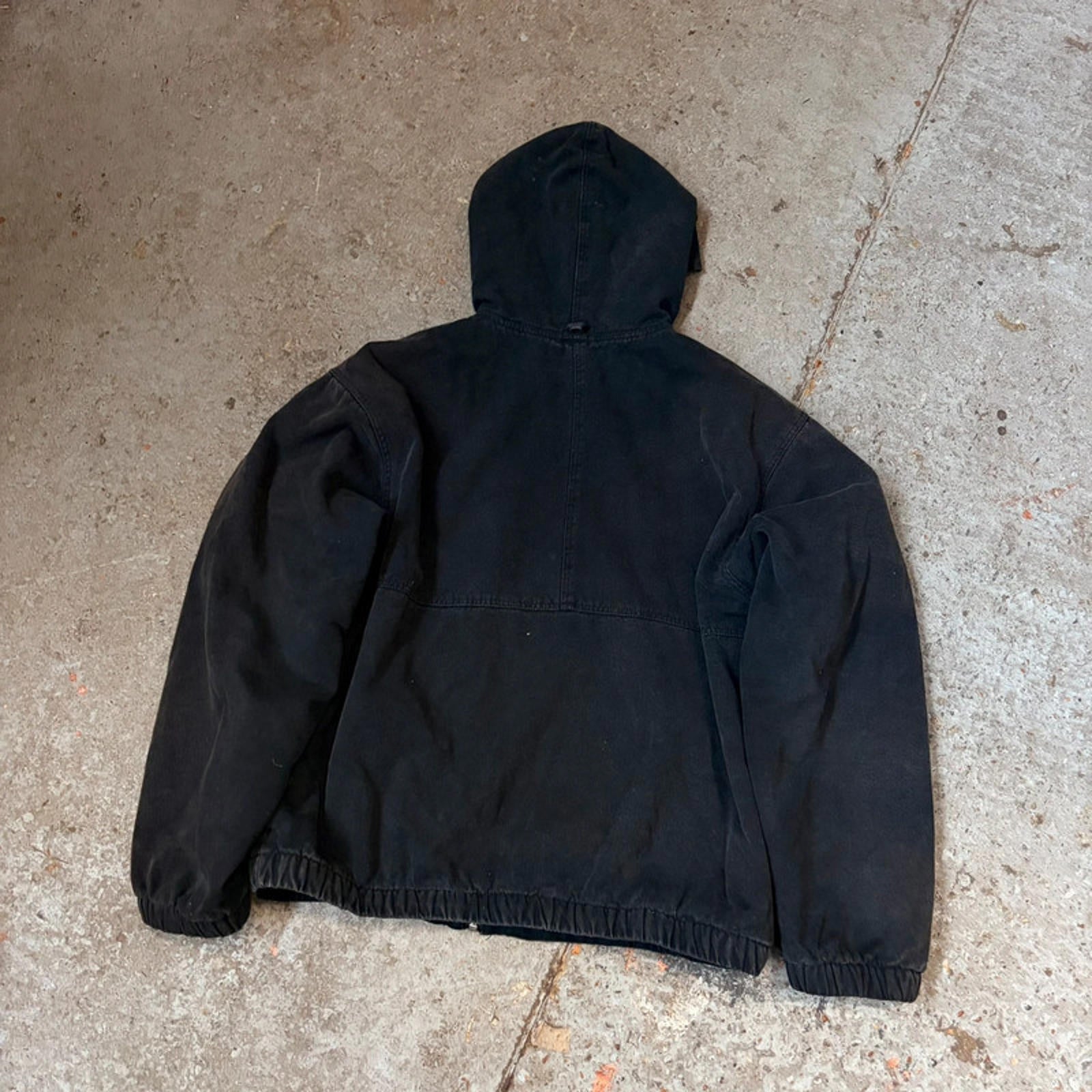 Stüssy Vintage Black Canvas Hooded Jacket - Size XXL (Fits Like XL)