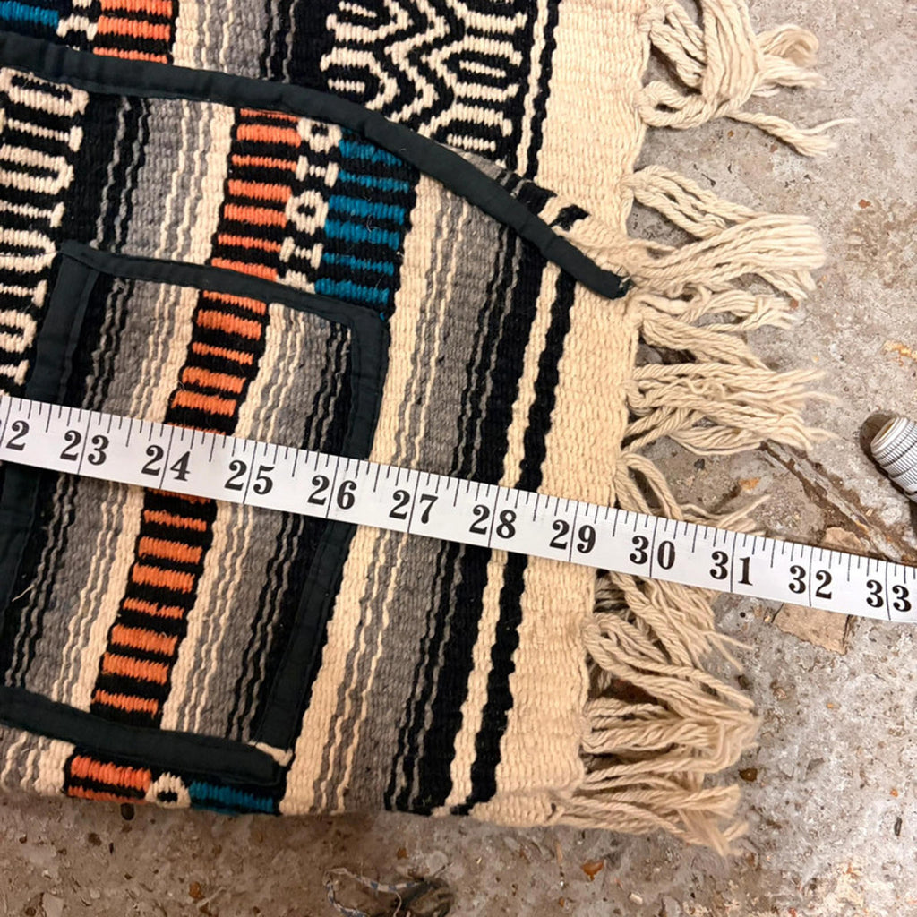 Vintage Serape Woven Vest - Aztec/Southwestern Pattern - Fringed