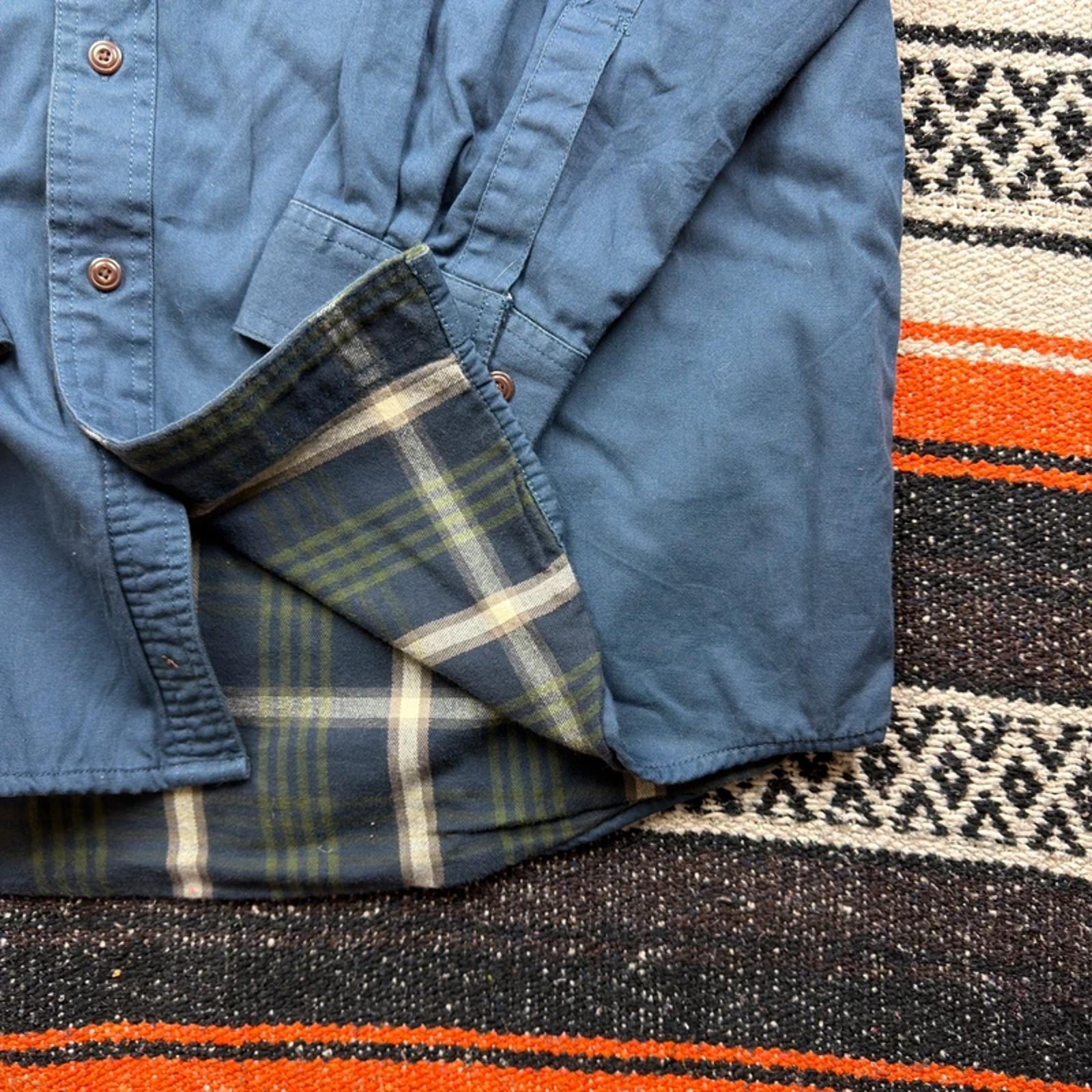 L.L. Bean Flannel Lined Work Shirt - Navy Blue - Size L