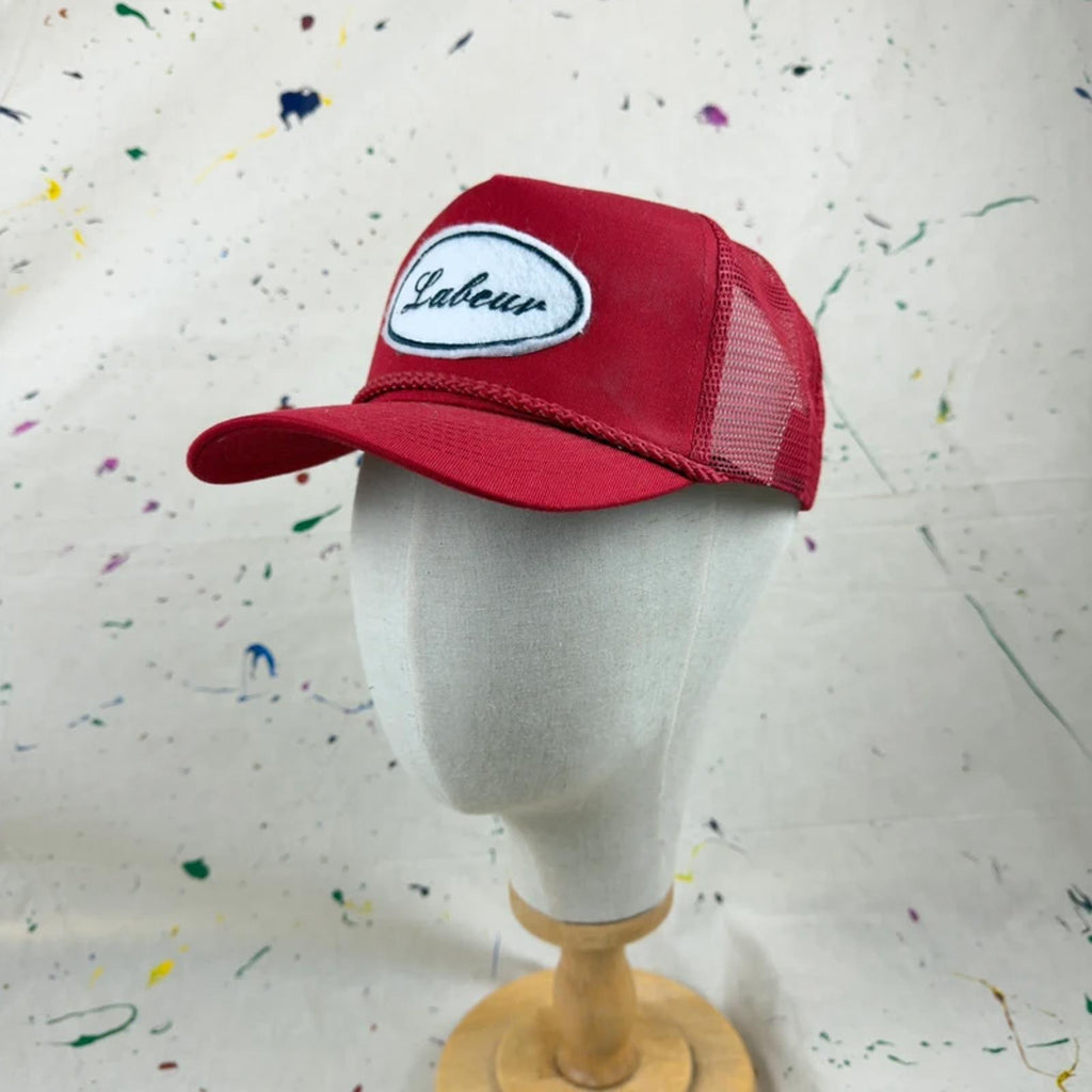 Maroon Labeur Patch Trucker Hat - Rope Detail - Mesh Back