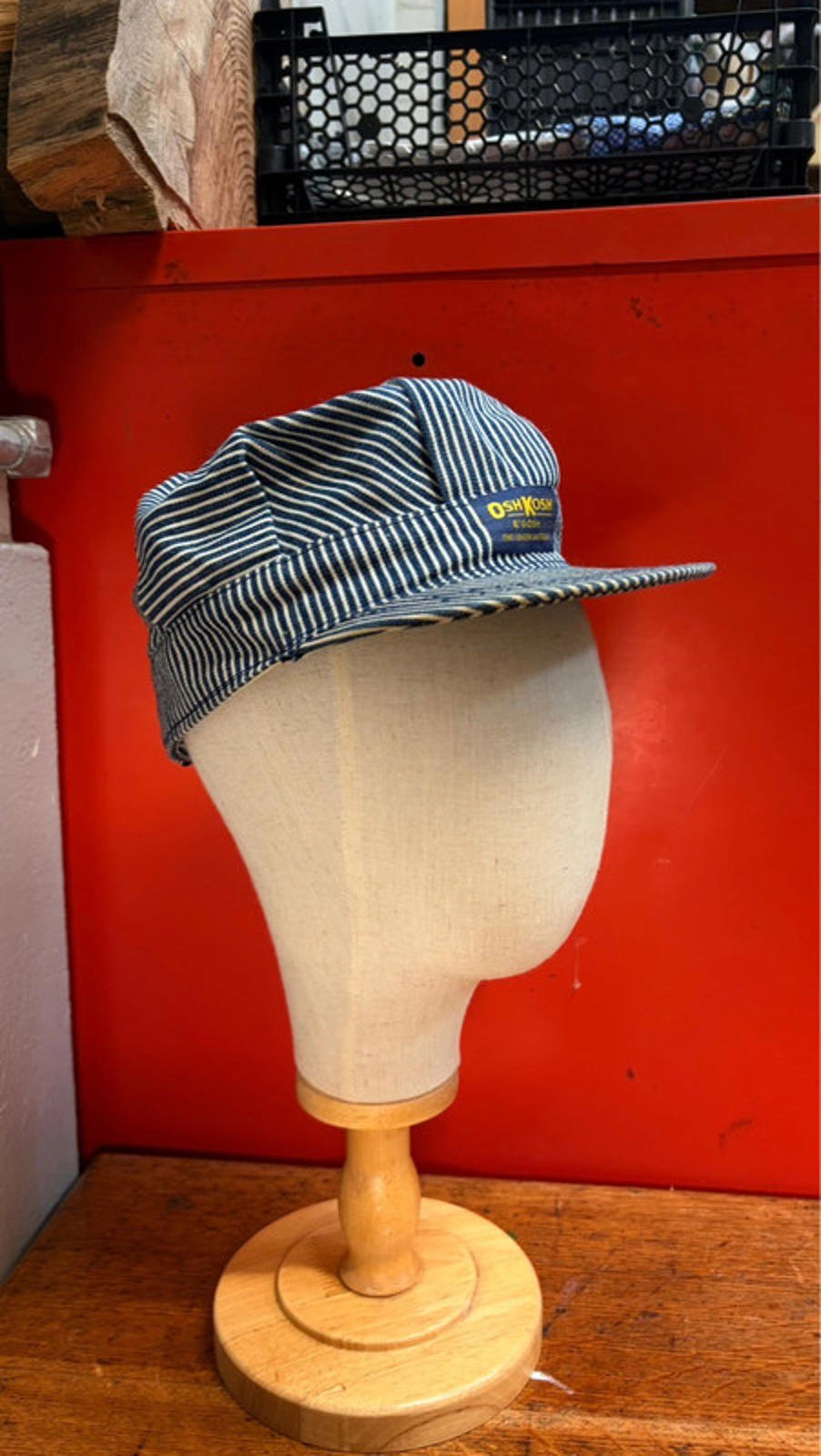 Vintage OshKosh B'gosh Engineer Cap - Hickory Stripe - Size Small