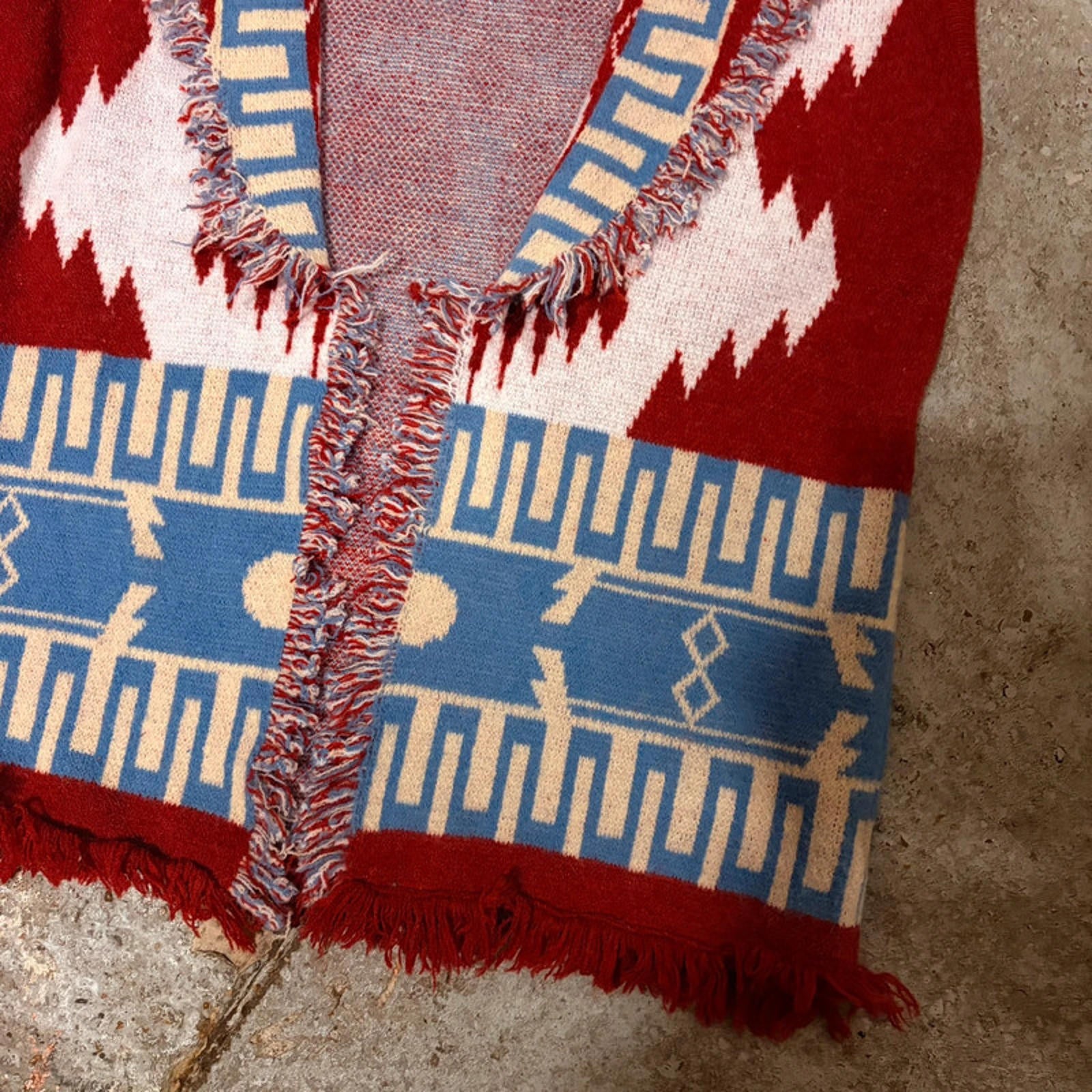 Vintage Fringed Woven Vest - Aztec / Southwestern Knitwear