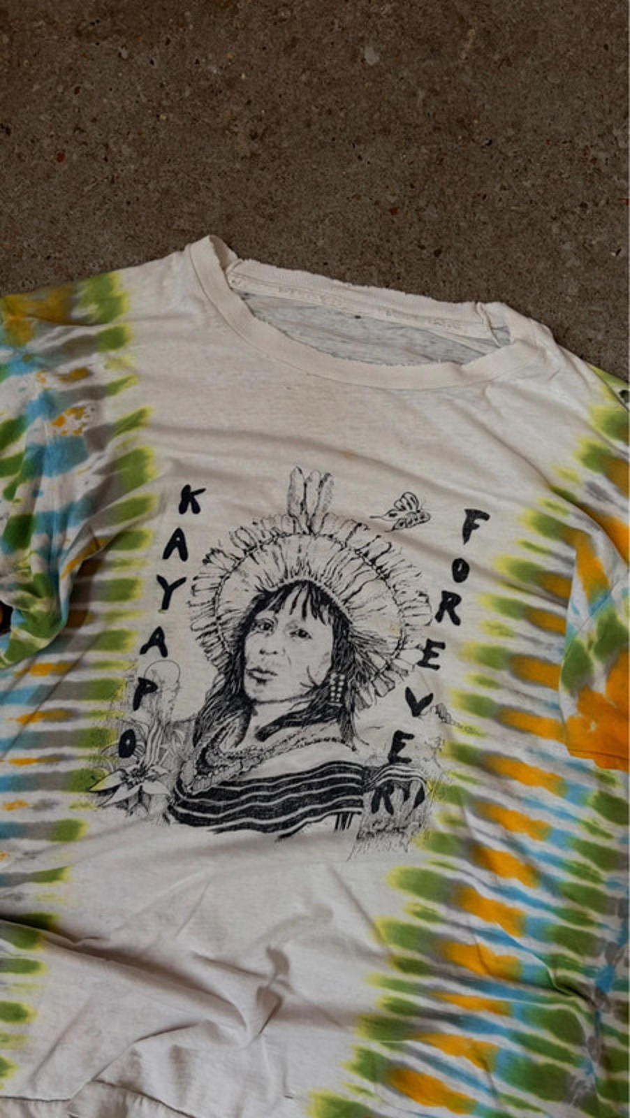 Rare Vintage 90s Tie-Dye Kayapo Forever T-Shirt - Indigenous Art