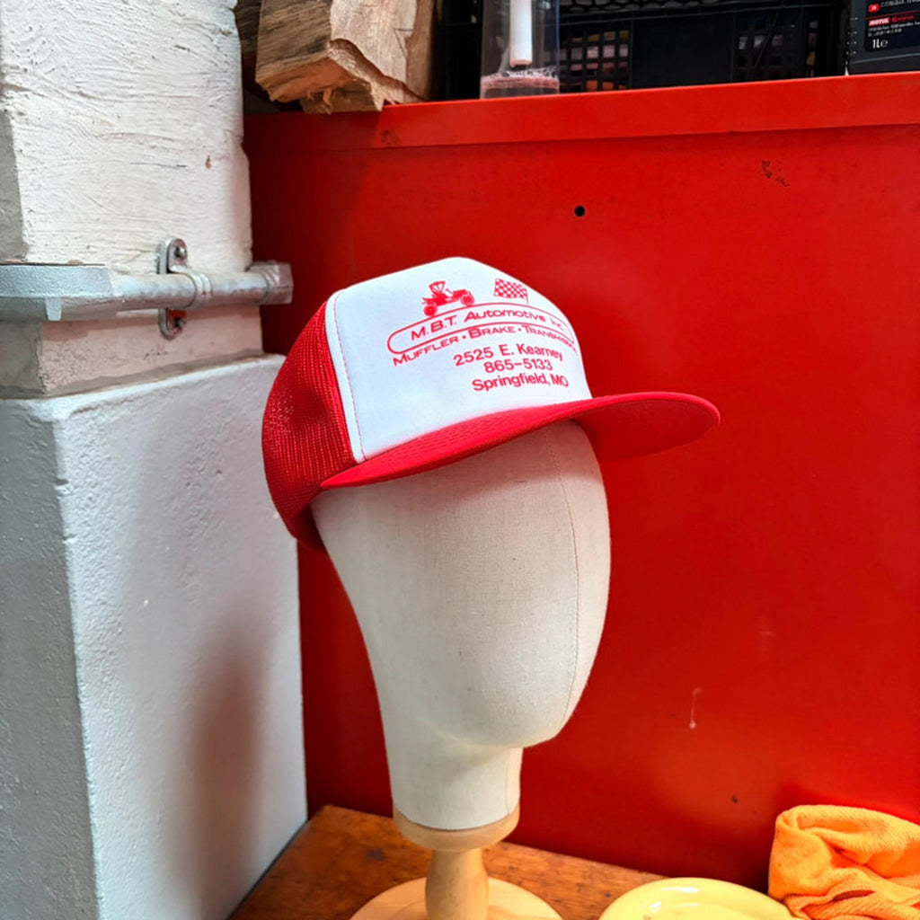 True Vintage 80s Red & White Trucker Hat - M.B.T. Automotive Springfield, MO