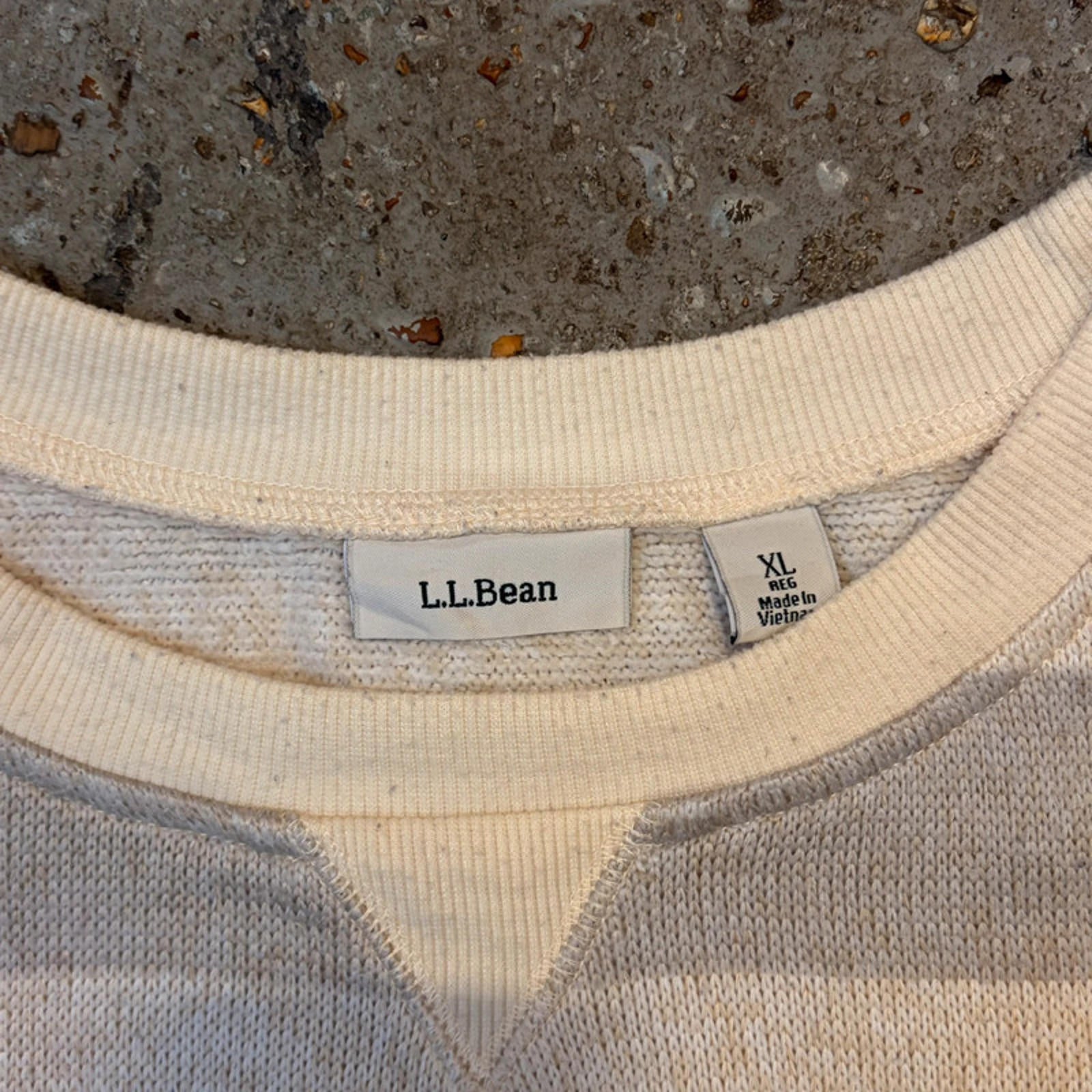 L.L.Bean Striped Crewneck Sweatshirt - Oatmeal Knit