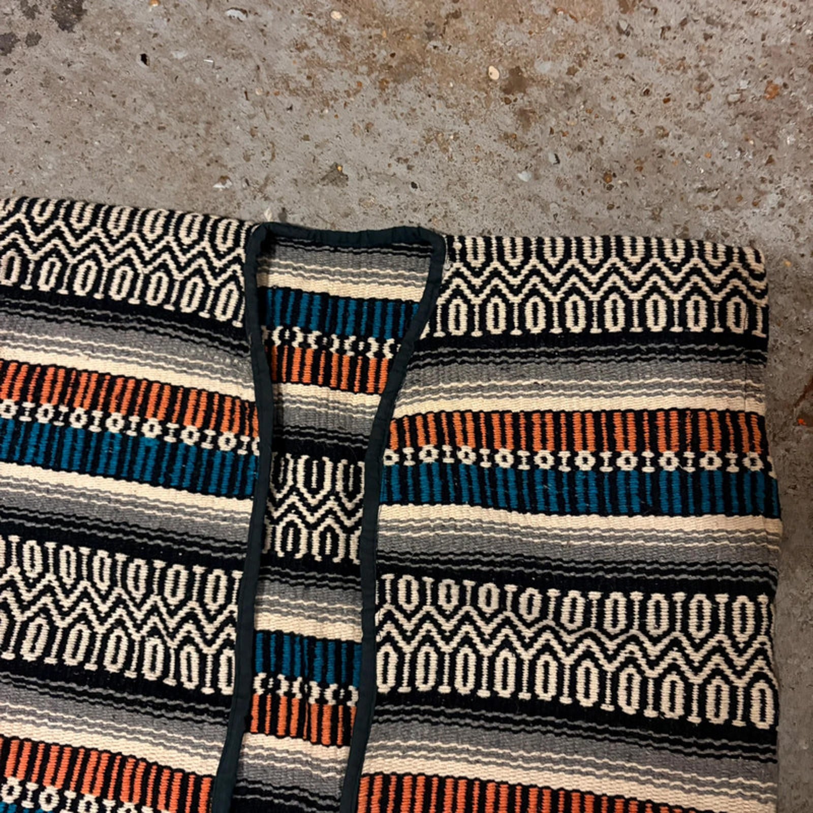 Vintage Serape Woven Vest - Aztec/Southwestern Pattern - Fringed