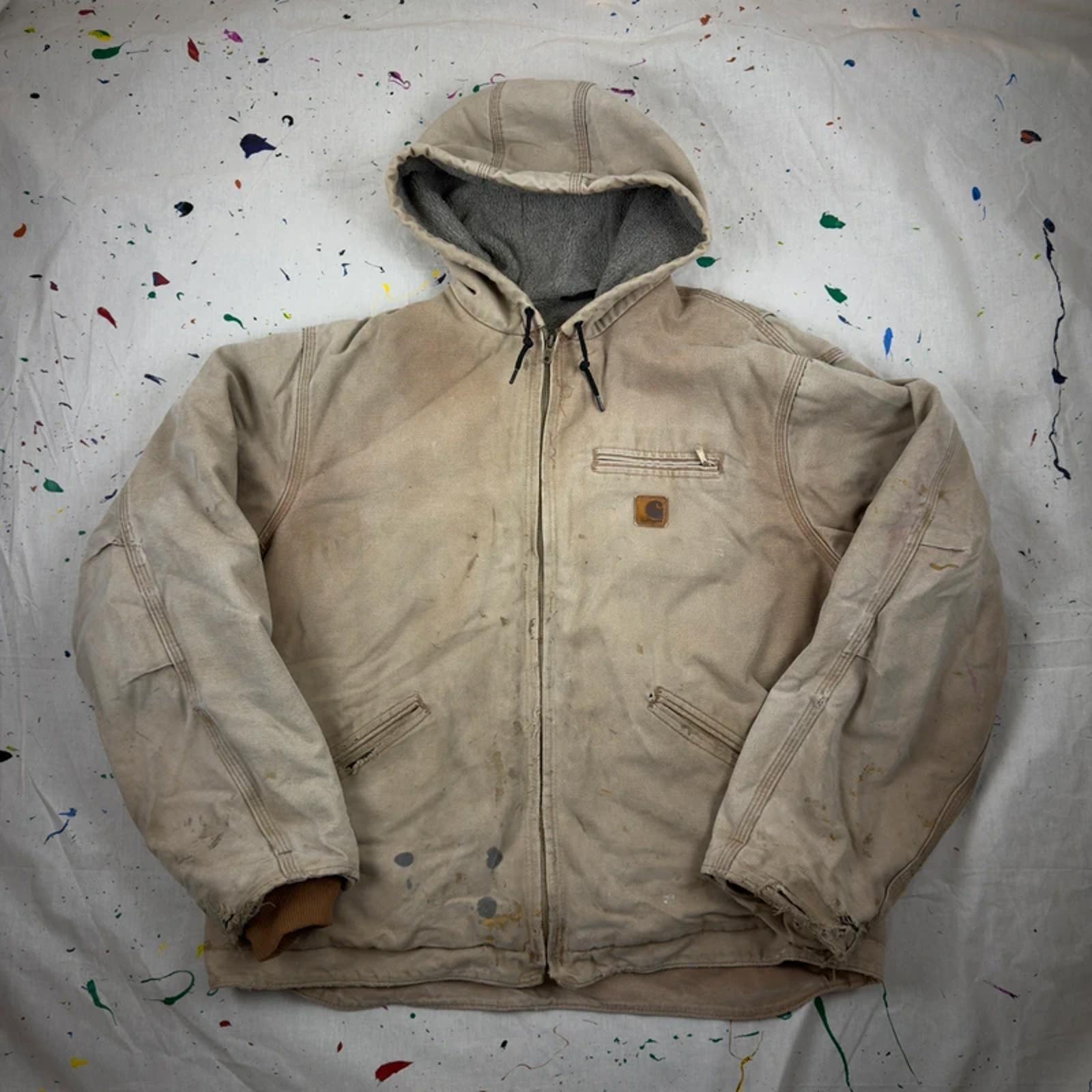 Heavily Thrashed Vintage Carhartt Active Jacket - Fraying & Stains - XL