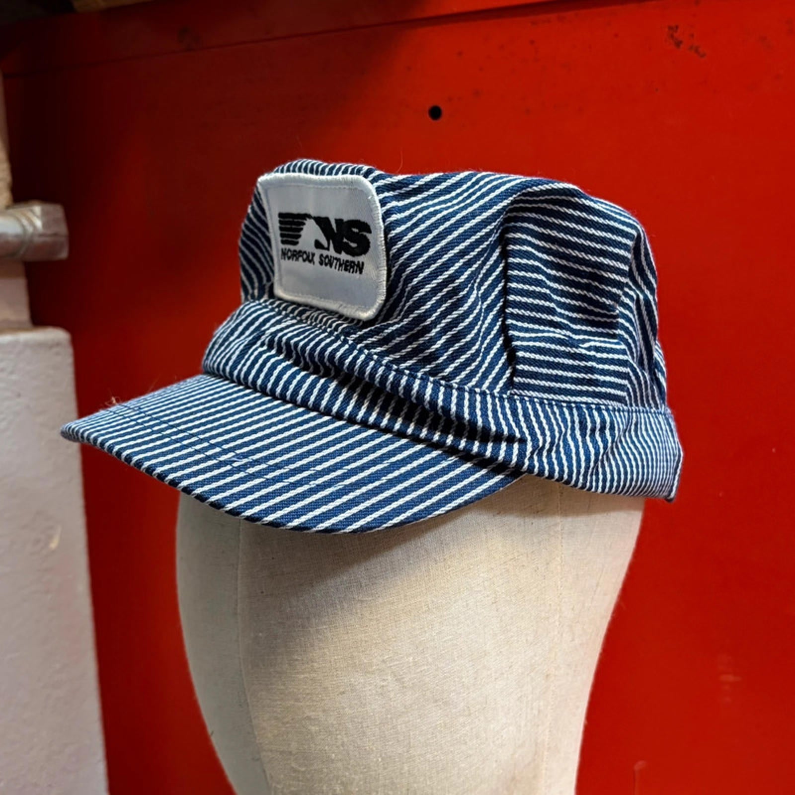 Vintage Norfolk Southern Railroad Engineer Cap - Hickory Stripe