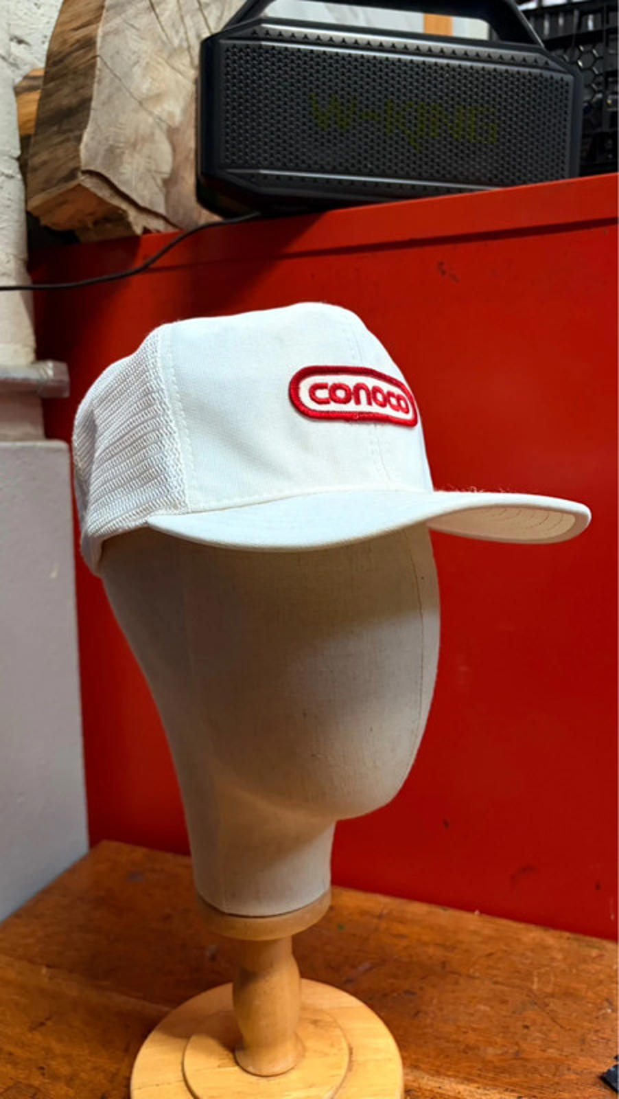 Vintage White Conoco Gas & Oil Cap - Embroidered Logo