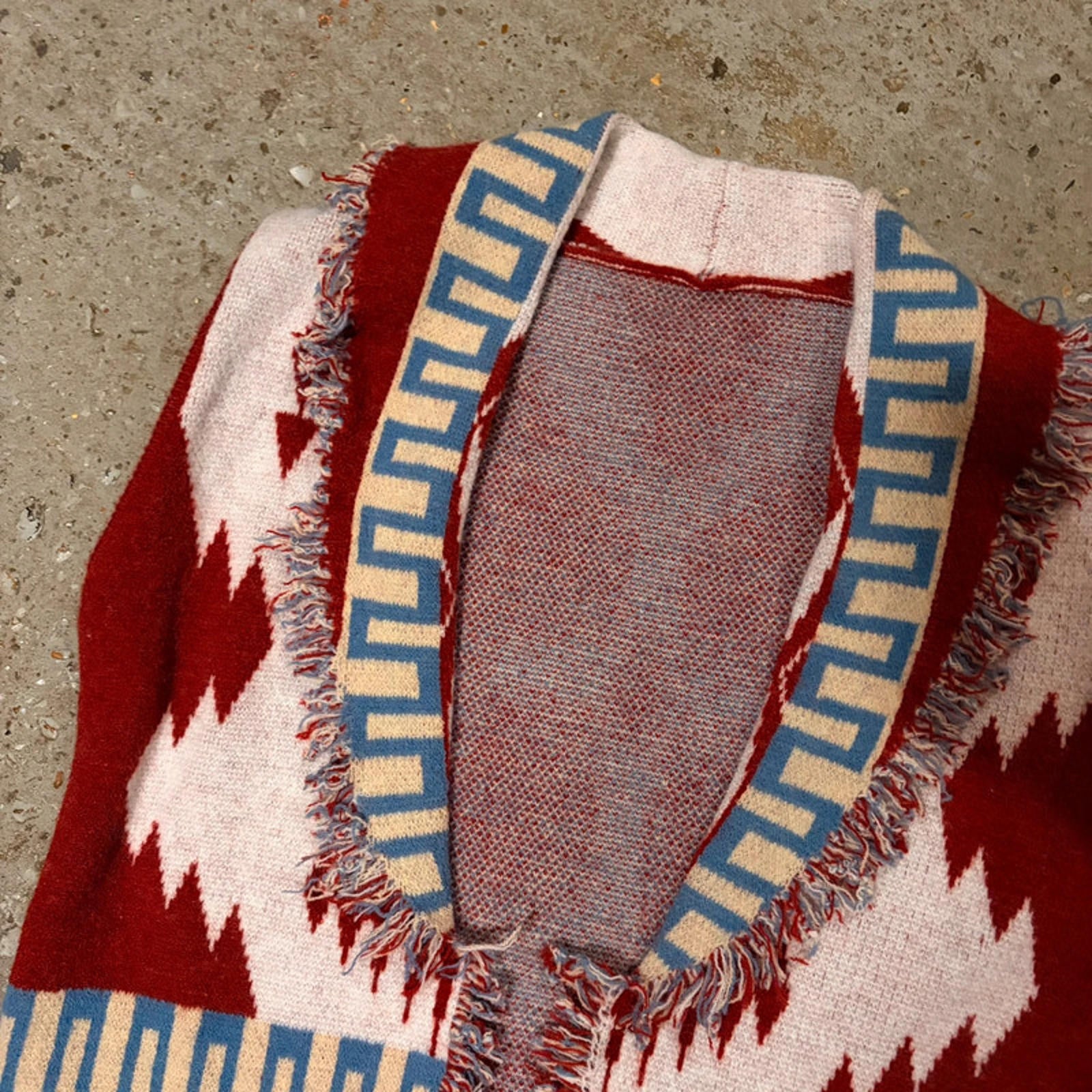 Vintage Fringed Woven Vest - Aztec / Southwestern Knitwear