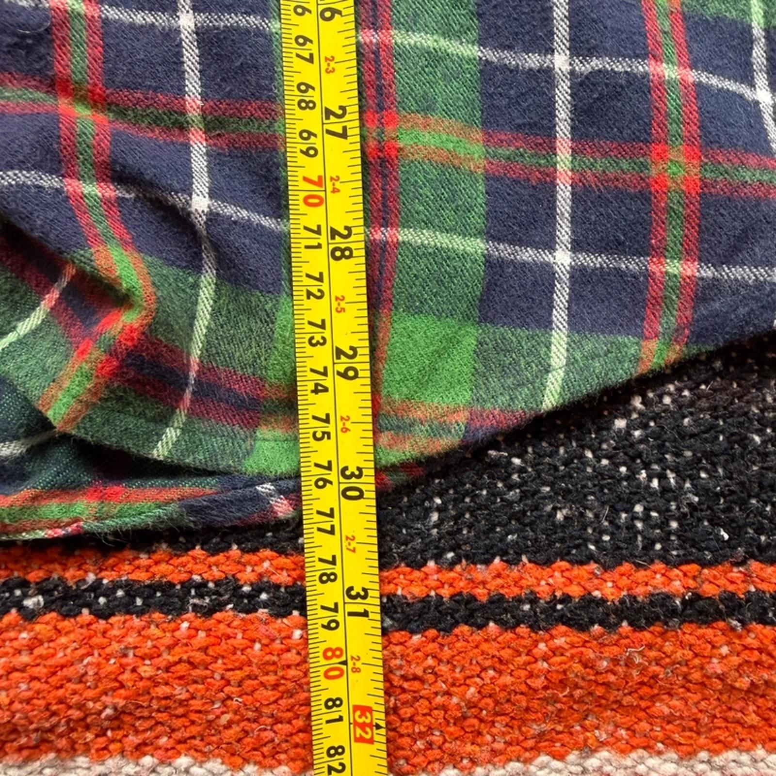 L.L. Bean Scotch Plaid Flannel Shirt - Bright Green & Navy - Size L