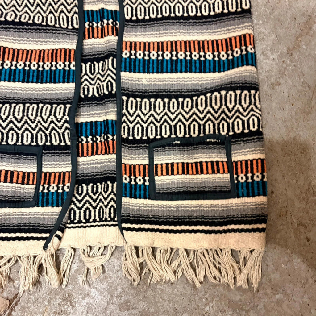 Vintage Serape Woven Vest - Aztec/Southwestern Pattern - Fringed
