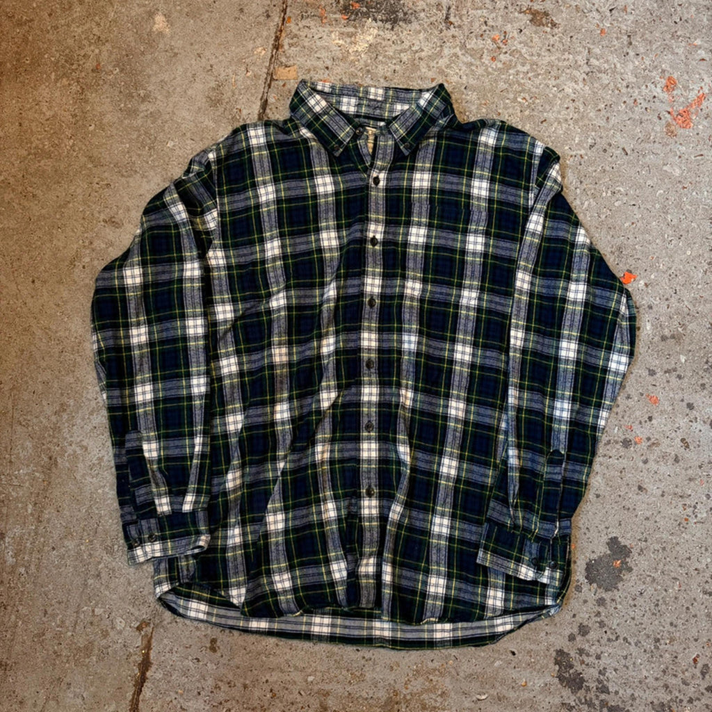 L.L.Bean Flannel Shirt - Green/Navy Tartan Plaid