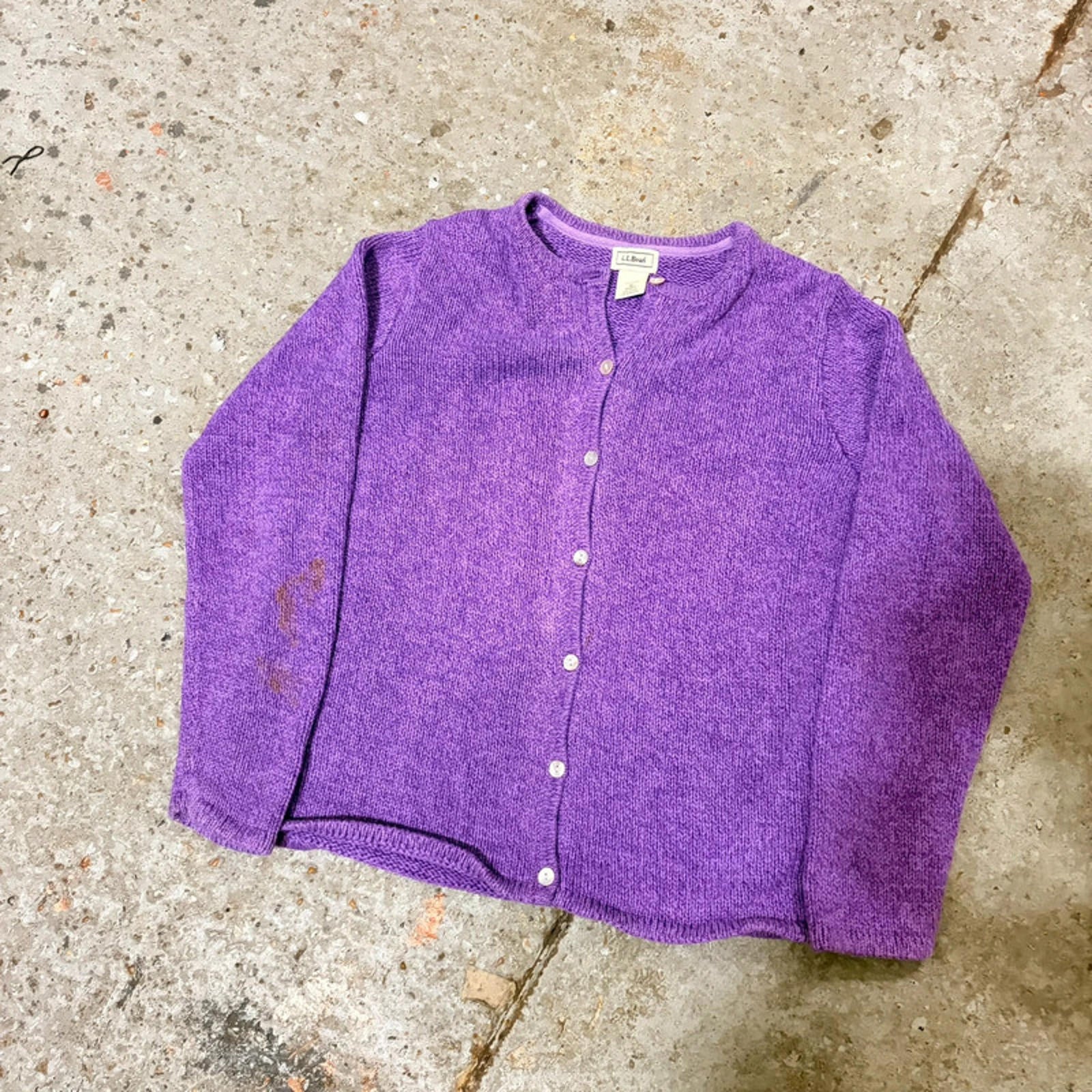 Vintage L.L.Bean Bright Purple Knit Cardigan - Autumn Sweater