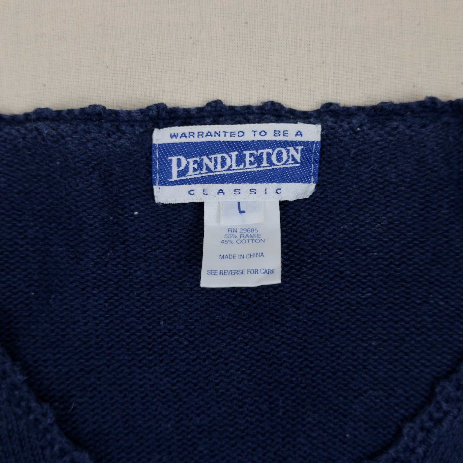 Pendleton - Classic Ramie/Cotton Floral Cardigan - Navy (L)