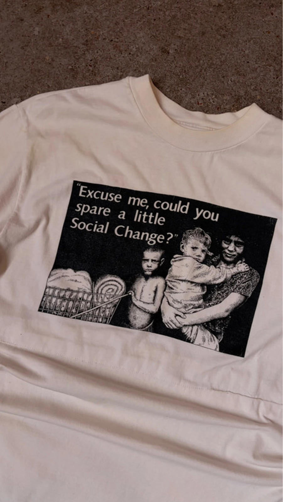 Vintage "Social Change" T-Shirt - Boxy Fit & Altered Construction