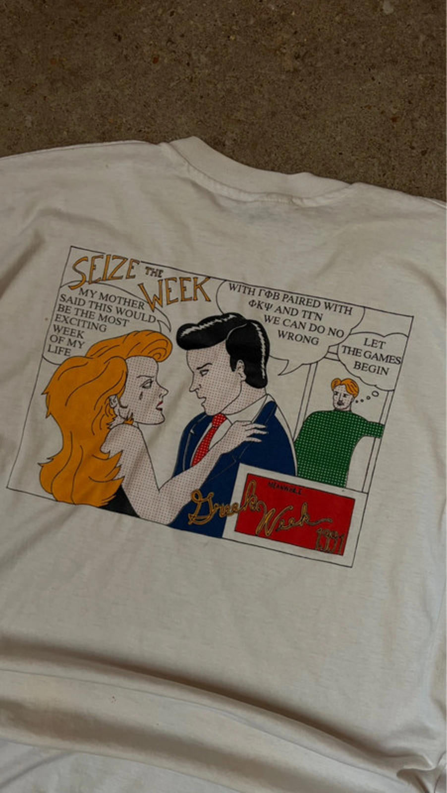 Vintage 1991 Greek Week Champions T-Shirt - Retro Comic Graphic (single stitch)