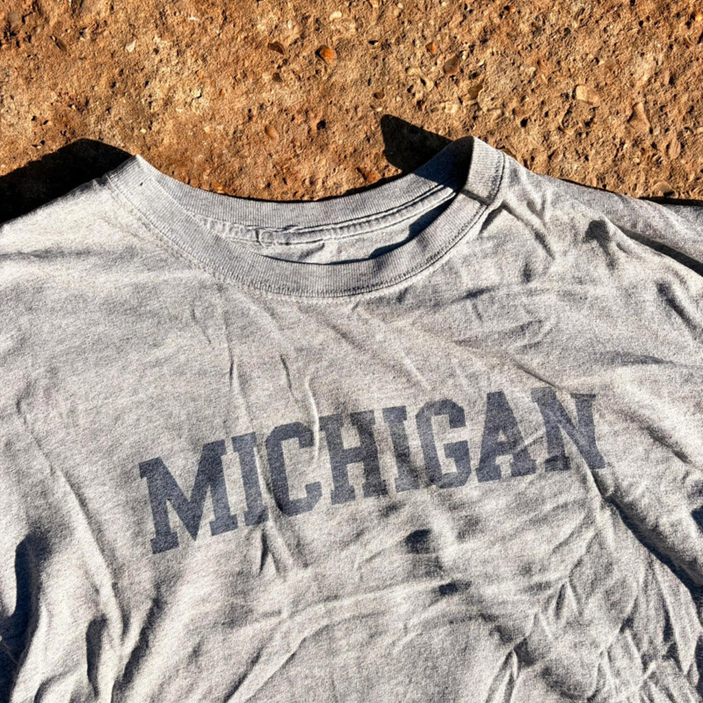 Vintage Boxy Grey Michigan Spellout Tee