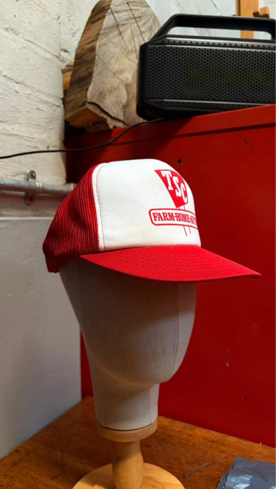 Vintage TSC Farm Home Auto Trucker Hat - Red & White