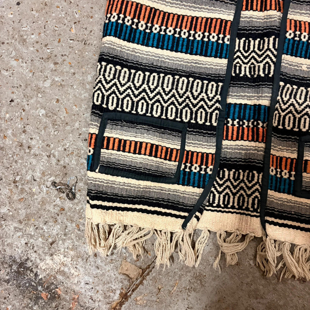 Vintage Serape Woven Vest - Aztec/Southwestern Pattern - Fringed