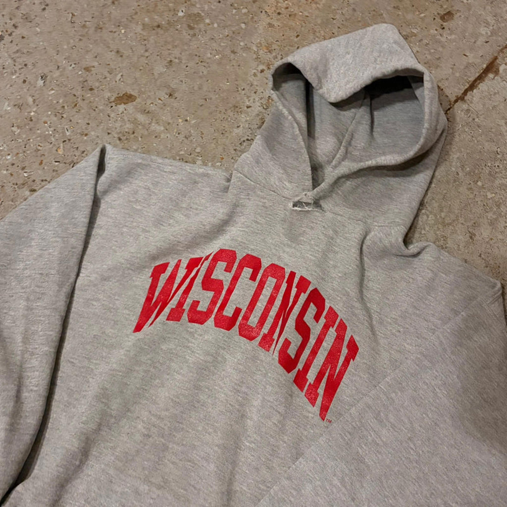 Vintage University of Wisconsin Hoodie - Gray Sweatshirt