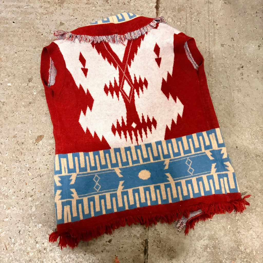 Vintage Fringed Woven Vest - Aztec / Southwestern Knitwear
