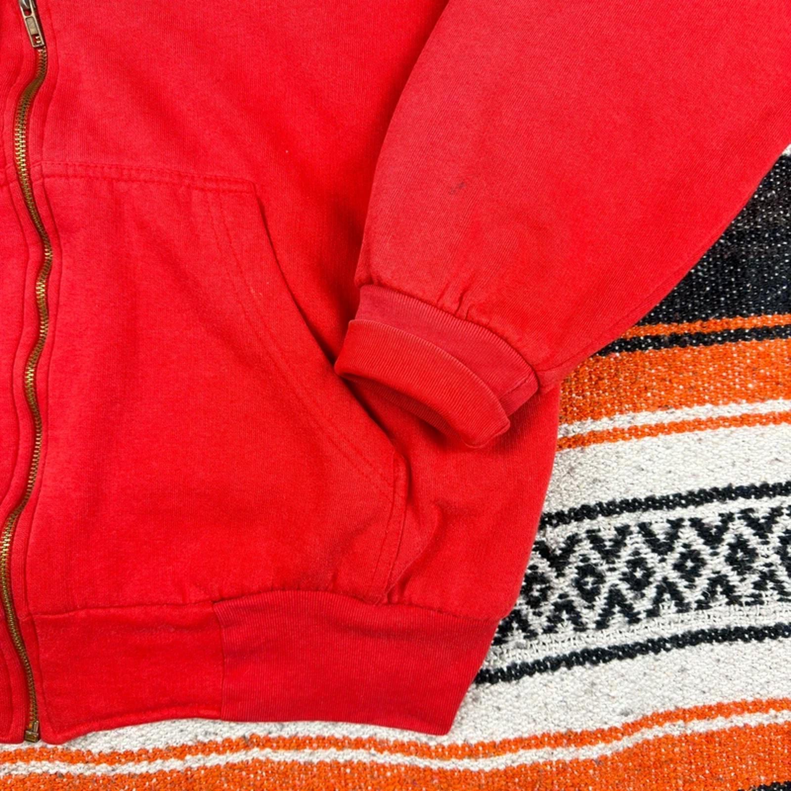 90s Vintage Red Waffle Thermal Sunfaded Lined Zip-Up - Heavyweight - Size M