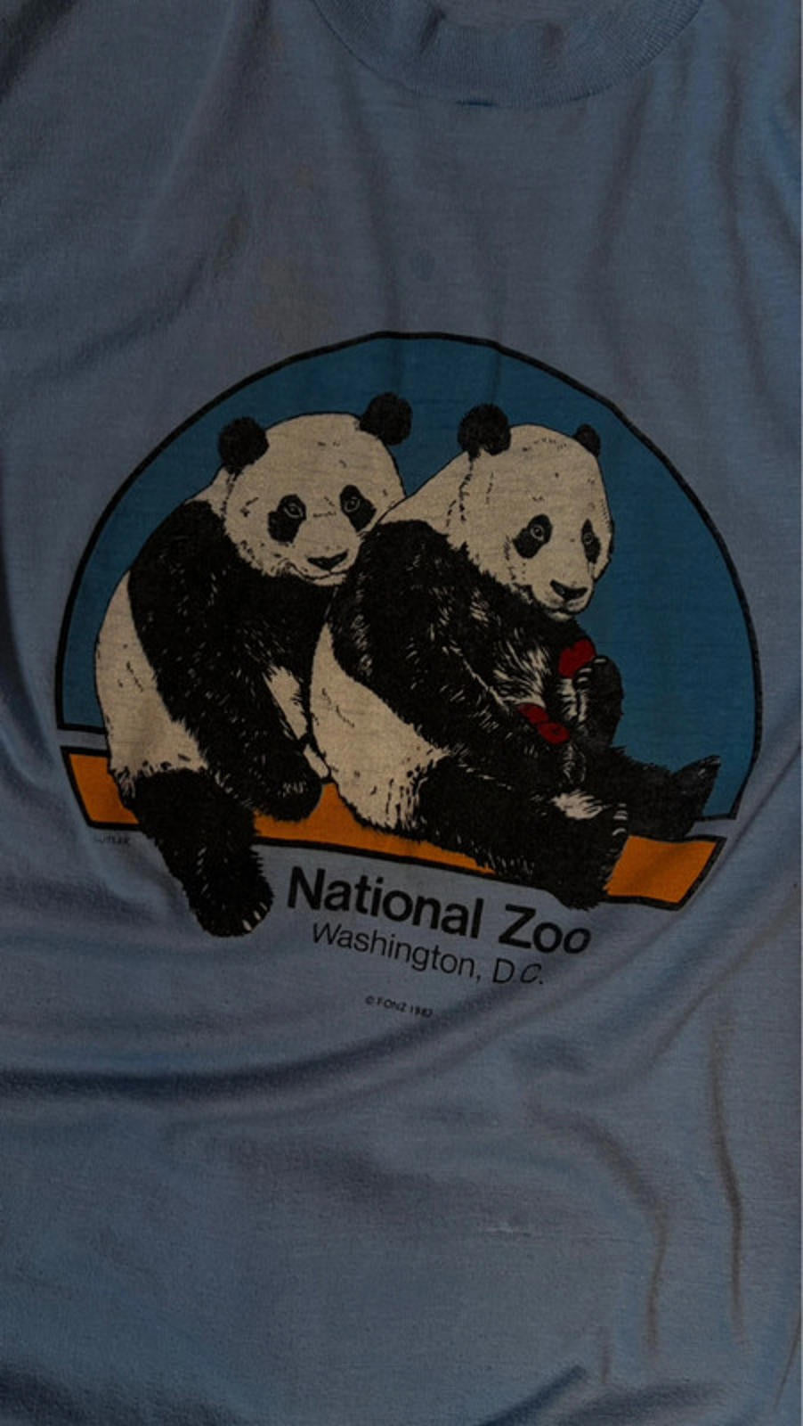 Vintage 1982 80s National Zoo Panda T-Shirt - Light Blue Zoo Souvenir