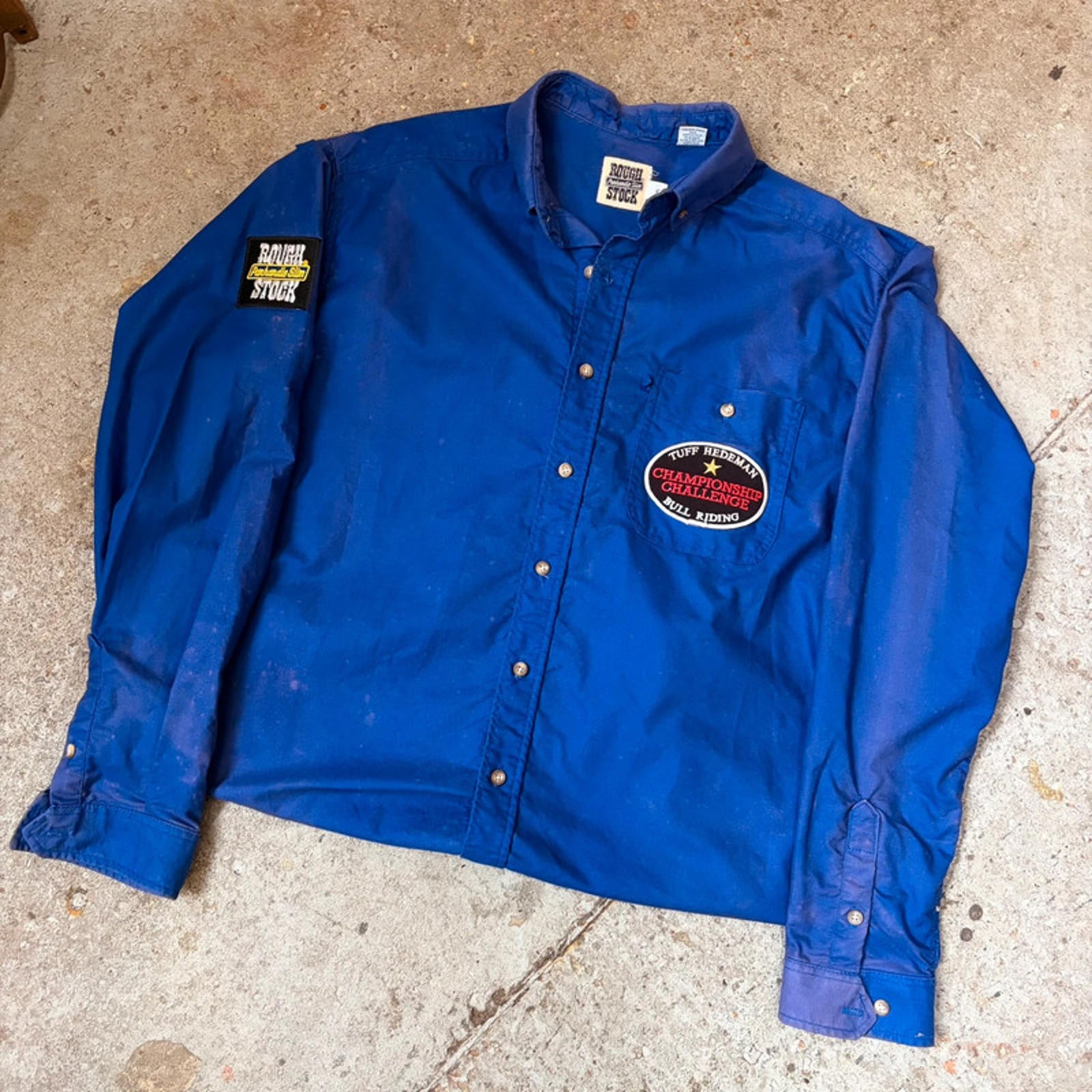 Rare Vintage Rough Stock Bull Riding Championship Button-Down Shirt - Patchwork